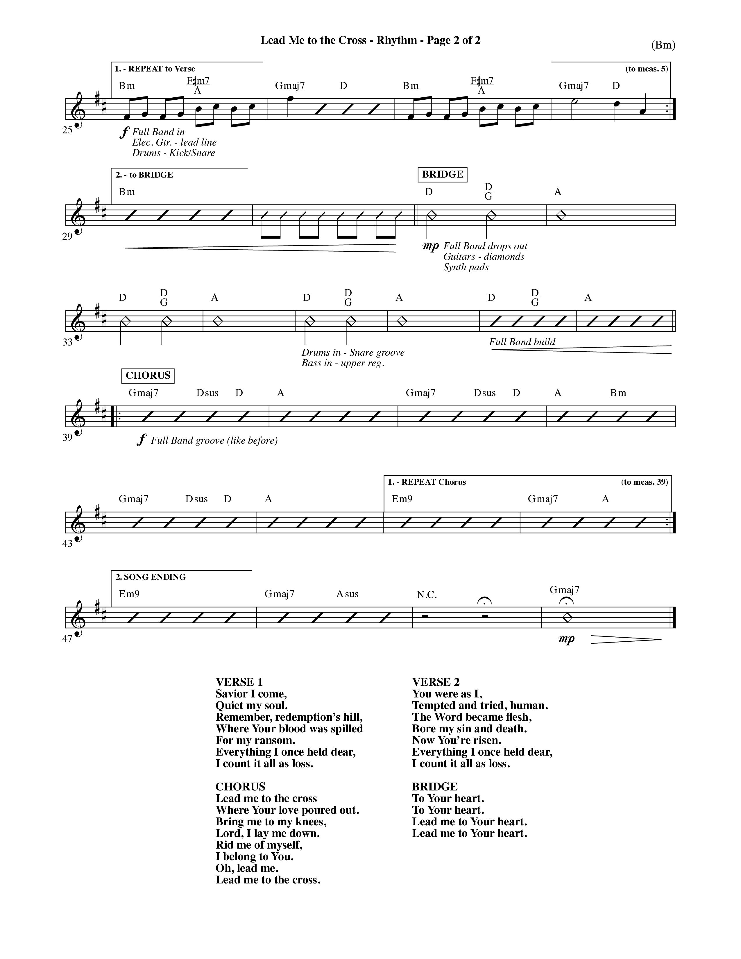 Lead Me To The Cross (Choral Anthem SATB) Rhythm Chart (Word Music Choral / Orch. David Shipps)