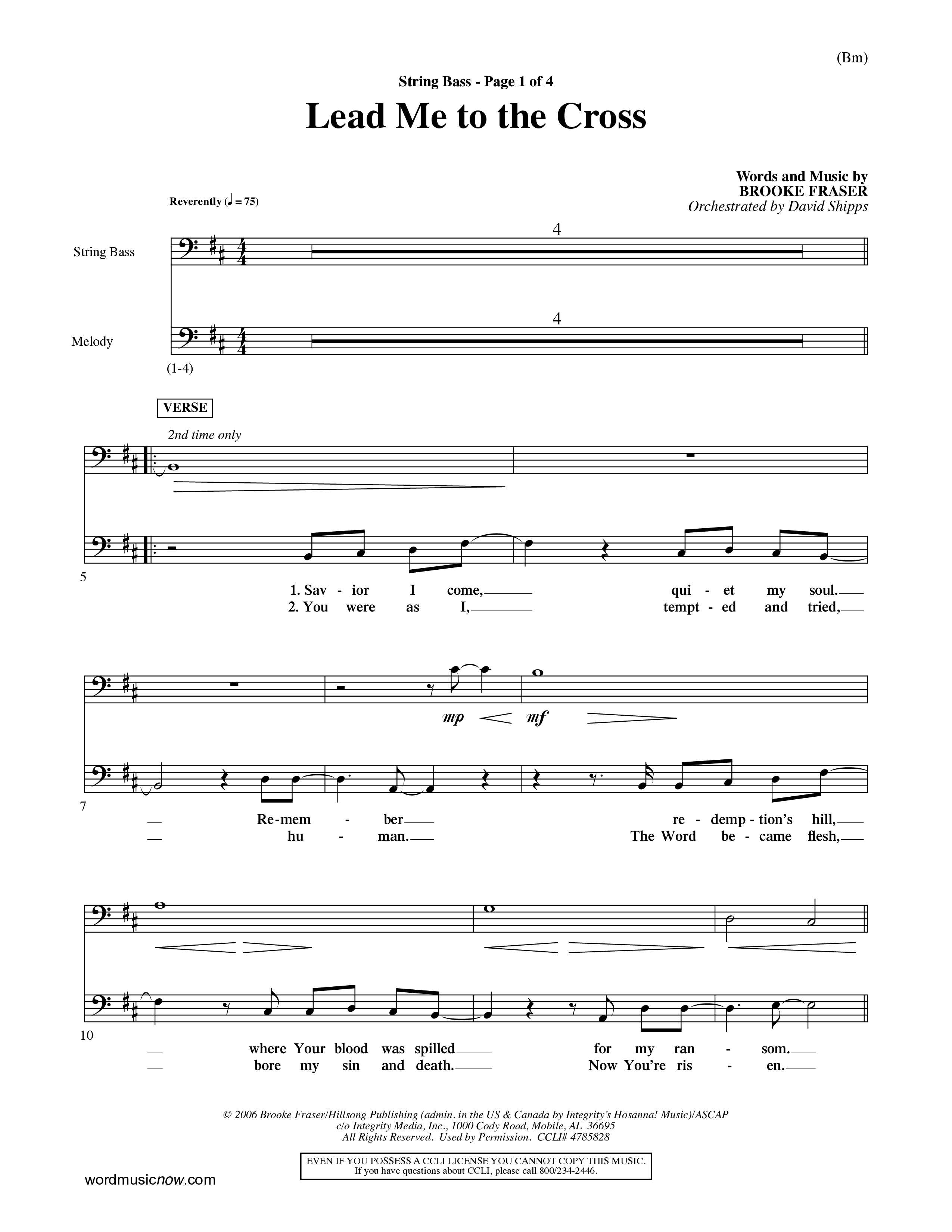 Lead Me To The Cross (Choral Anthem SATB) String Bass (Word Music Choral / Orch. David Shipps)