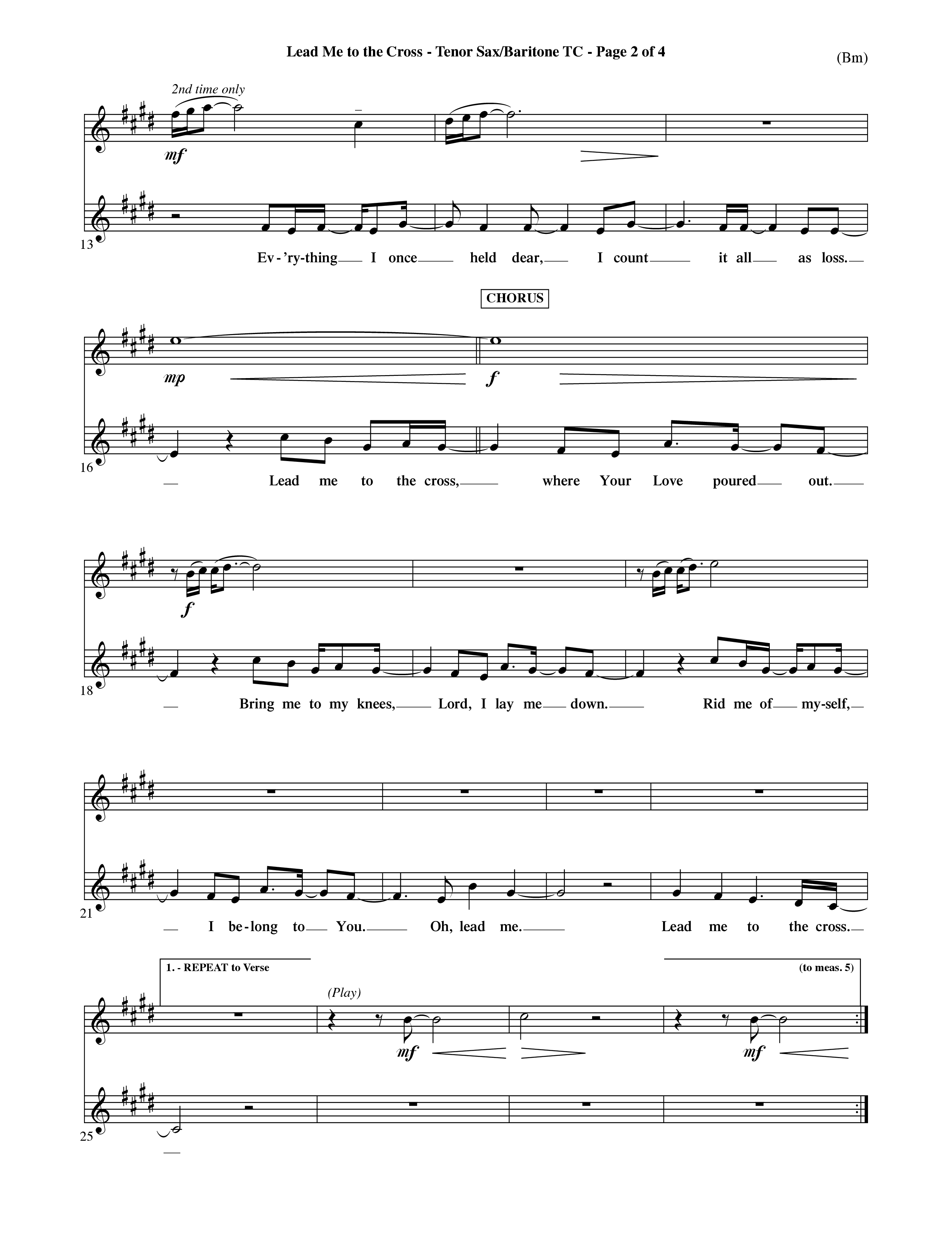 Lead Me To The Cross (Choral Anthem SATB) Tenor Sax/Baritone T.C. (Word Music Choral / Orch. David Shipps)