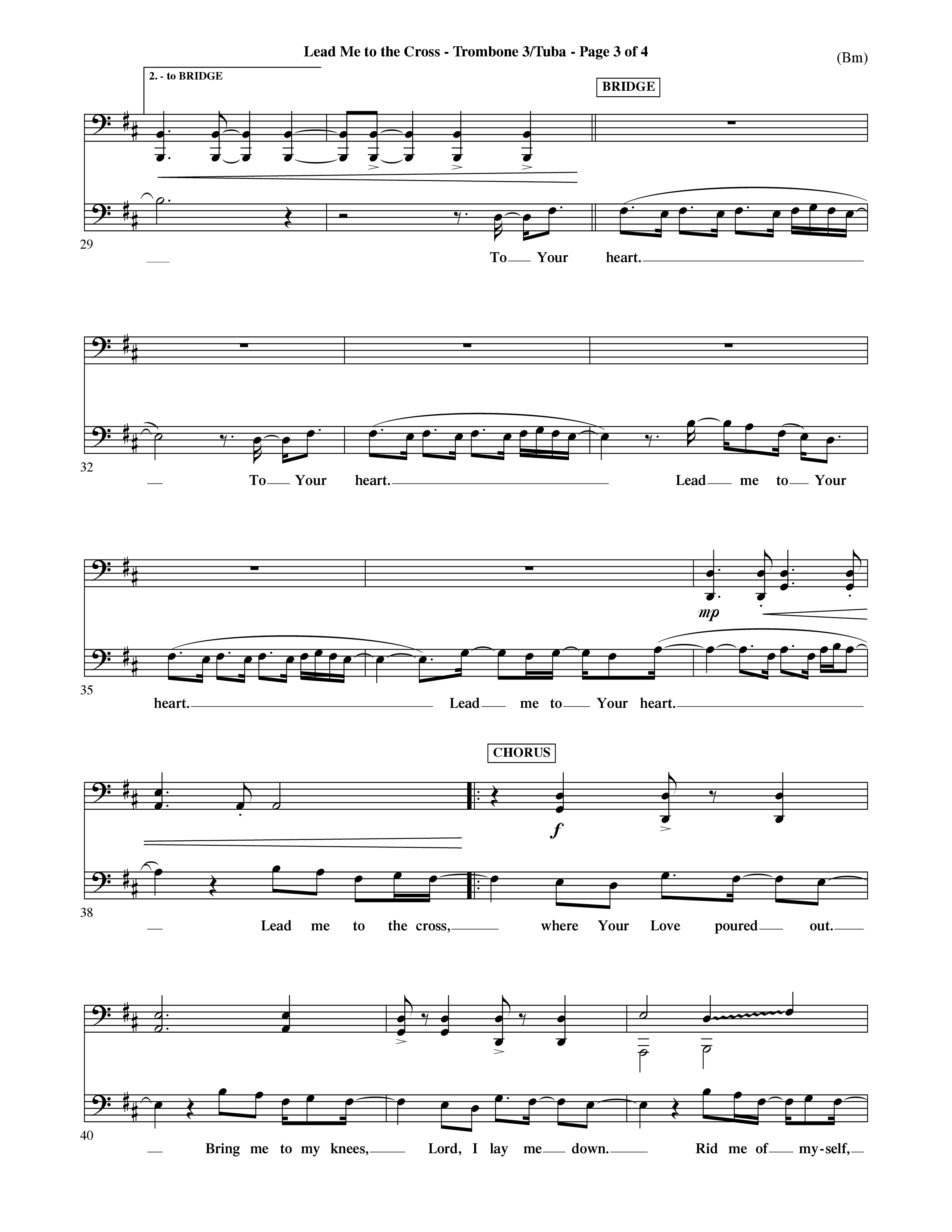 Lead Me To The Cross (Choral Anthem SATB) Trombone 3/Tuba (Word Music Choral / Orch. David Shipps)