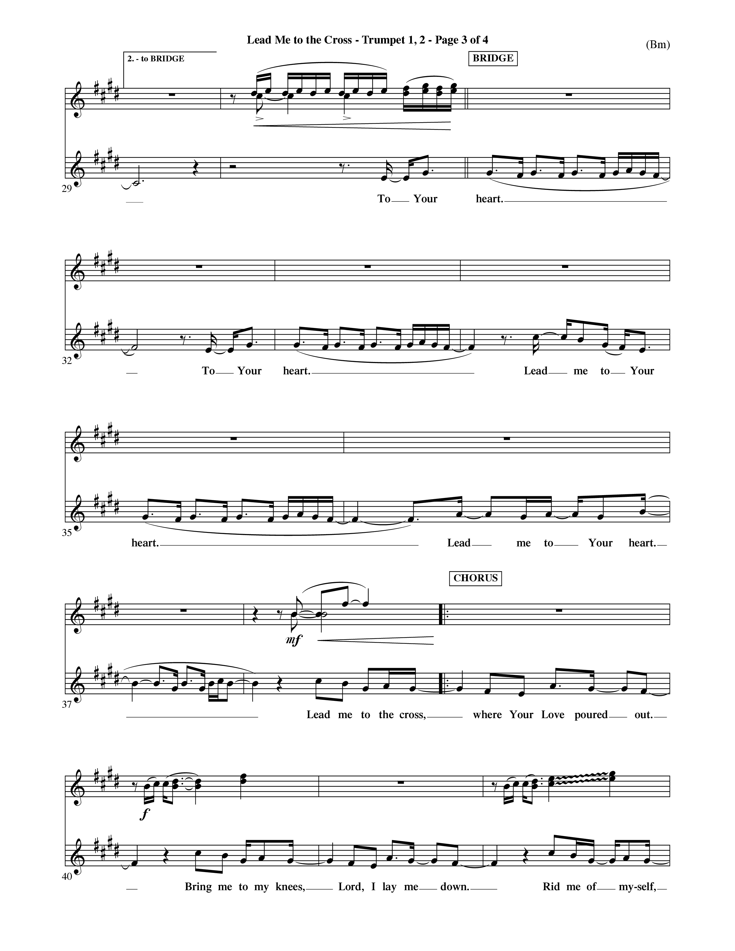 Lead Me To The Cross (Choral Anthem SATB) Trumpet 1,2 (Word Music Choral / Orch. David Shipps)