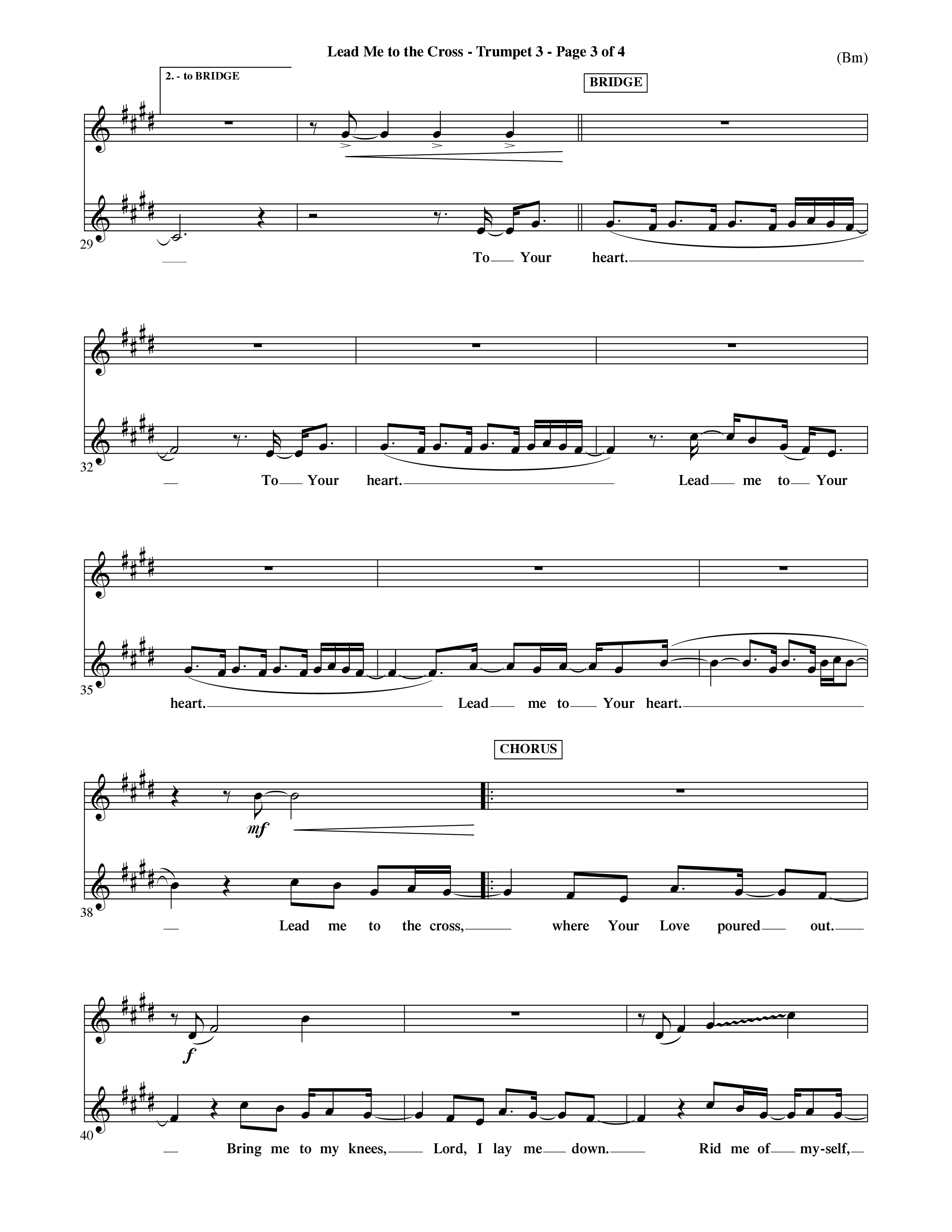 Lead Me To The Cross (Choral Anthem SATB) Trumpet 3 (Word Music Choral / Orch. David Shipps)