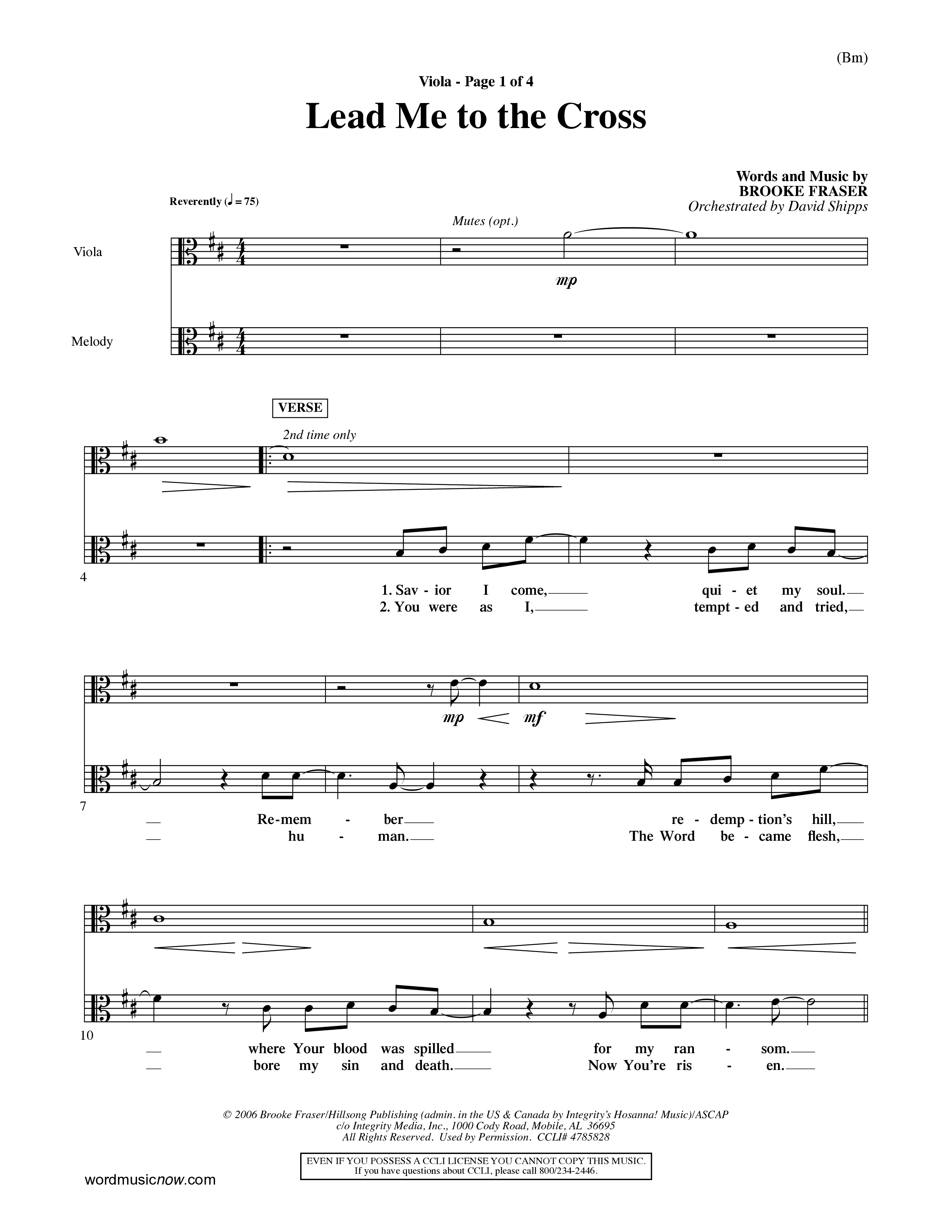 Lead Me To The Cross (Choral Anthem SATB) Viola (Word Music Choral / Orch. David Shipps)