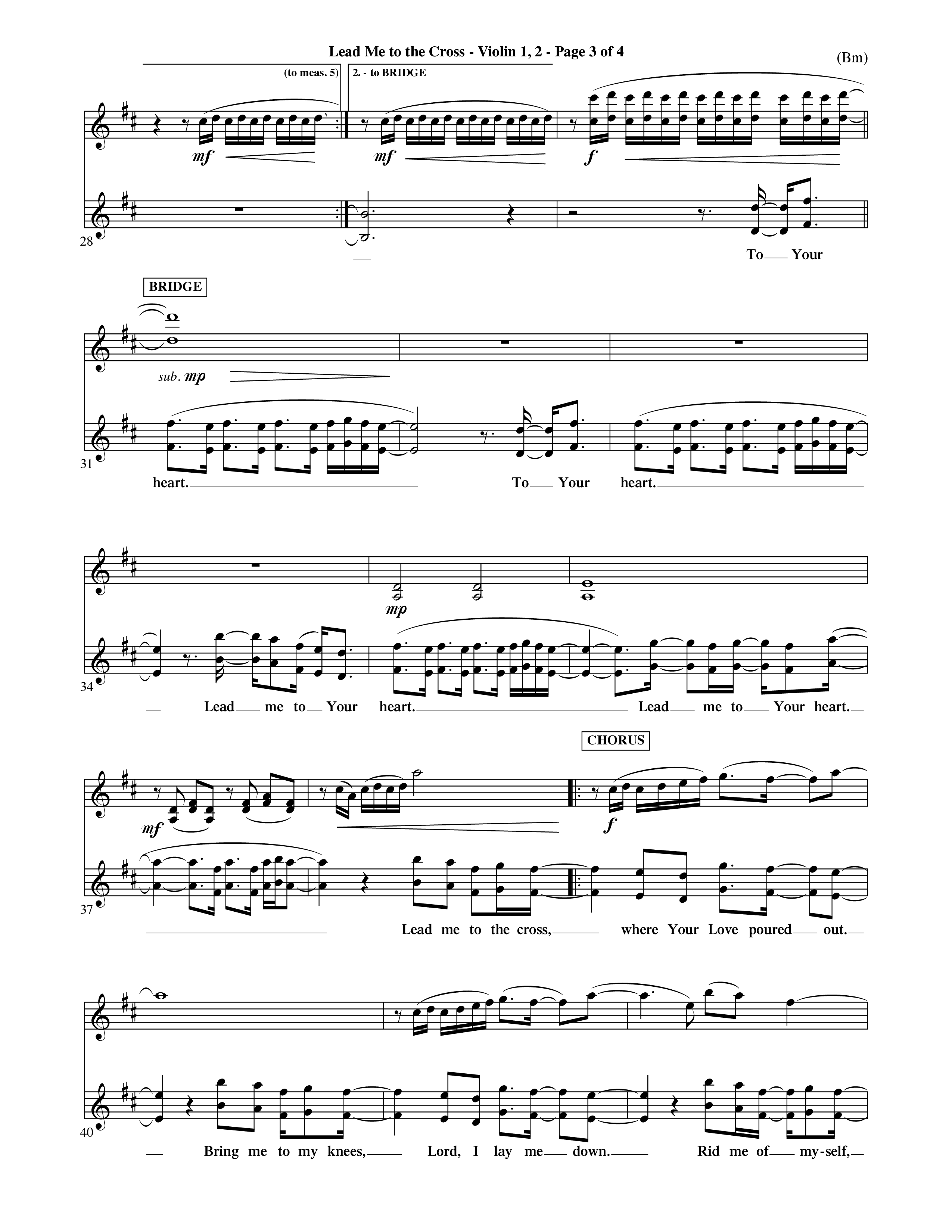 Lead Me To The Cross (Choral Anthem SATB) Violin 1/2 (Word Music Choral / Orch. David Shipps)