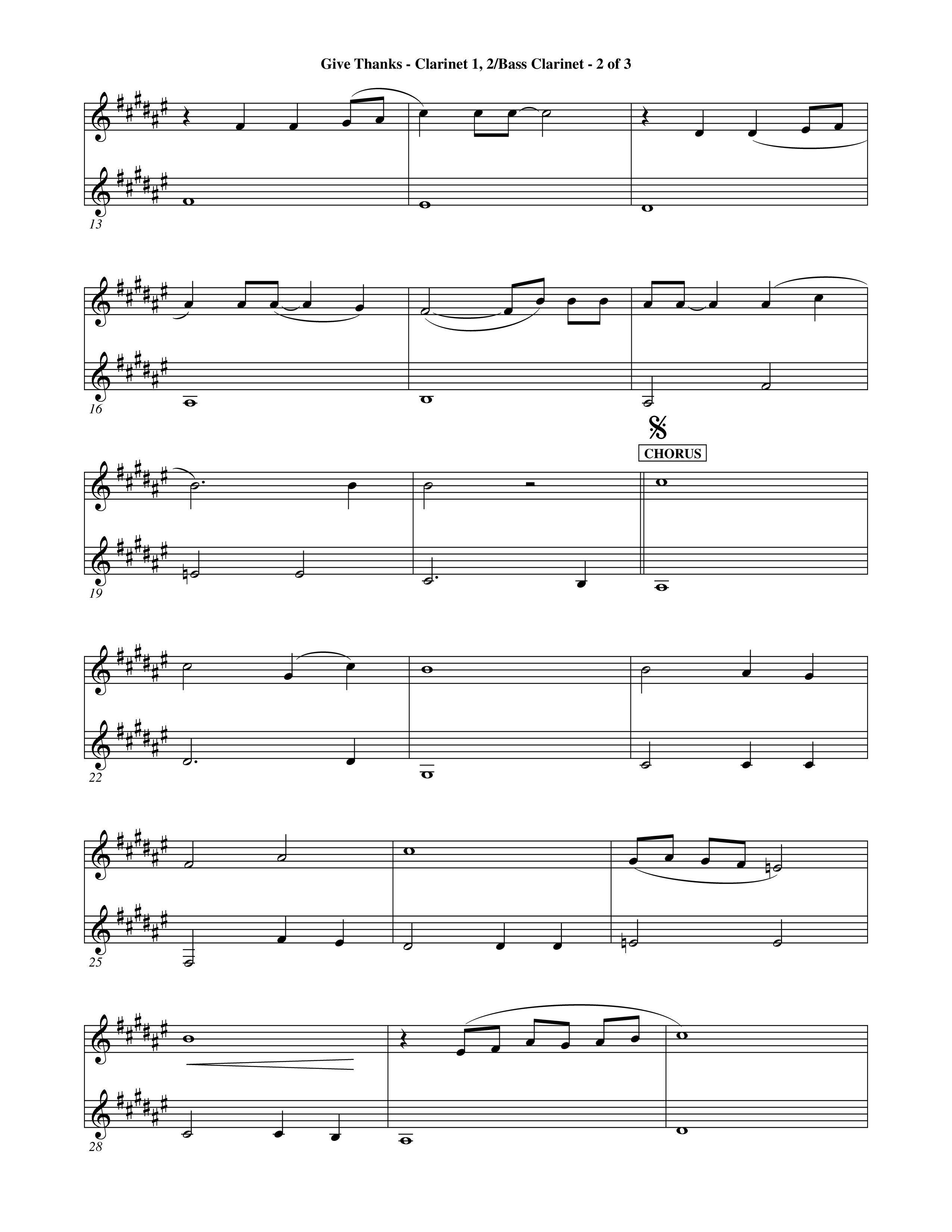 Give Thanks (Choral Anthem SATB) Clarinet 1/2, Bass Clarinet (Word Music Choral)