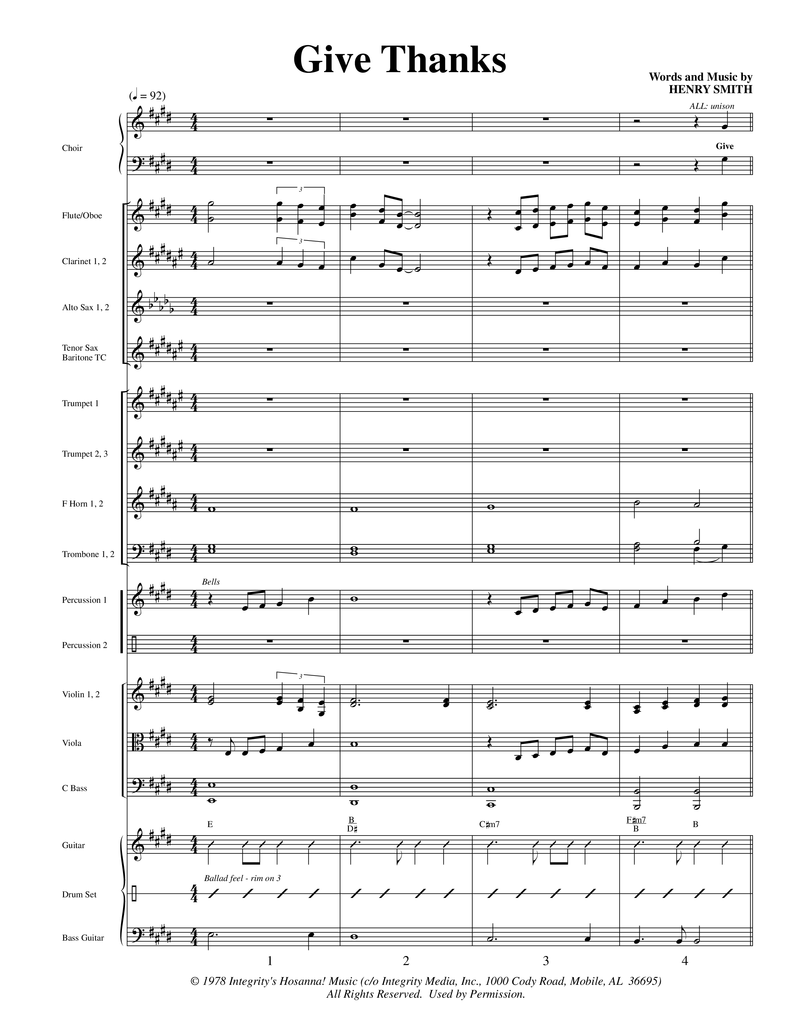 Give Thanks (Choral Anthem SATB) Orchestration (Word Music Choral)