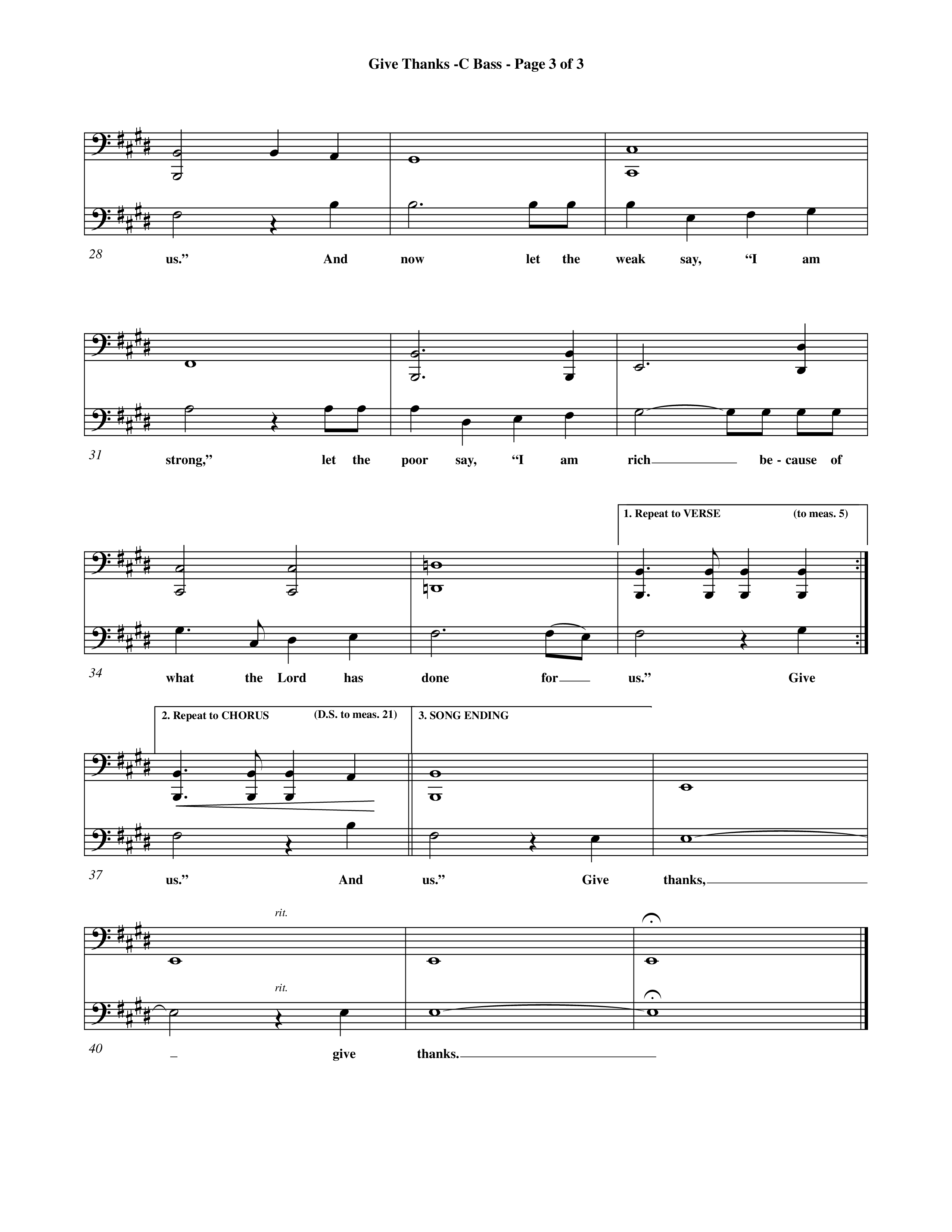 Give Thanks (Choral Anthem SATB) Contrabass (Word Music Choral)