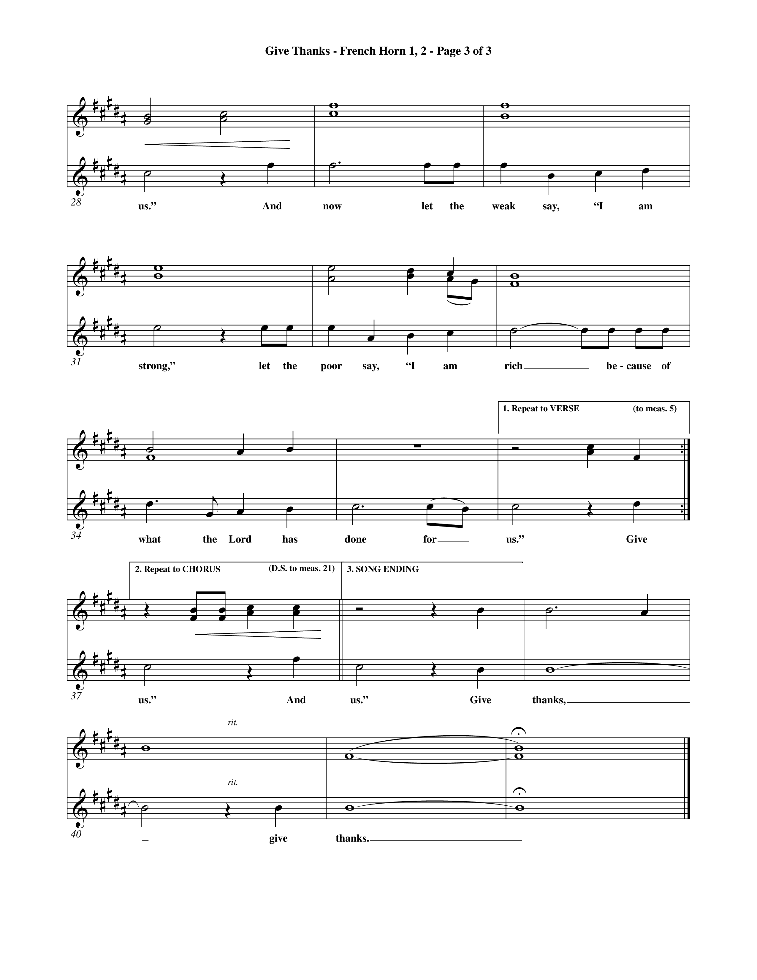 Give Thanks (Choral Anthem SATB) French Horn (Word Music Choral)