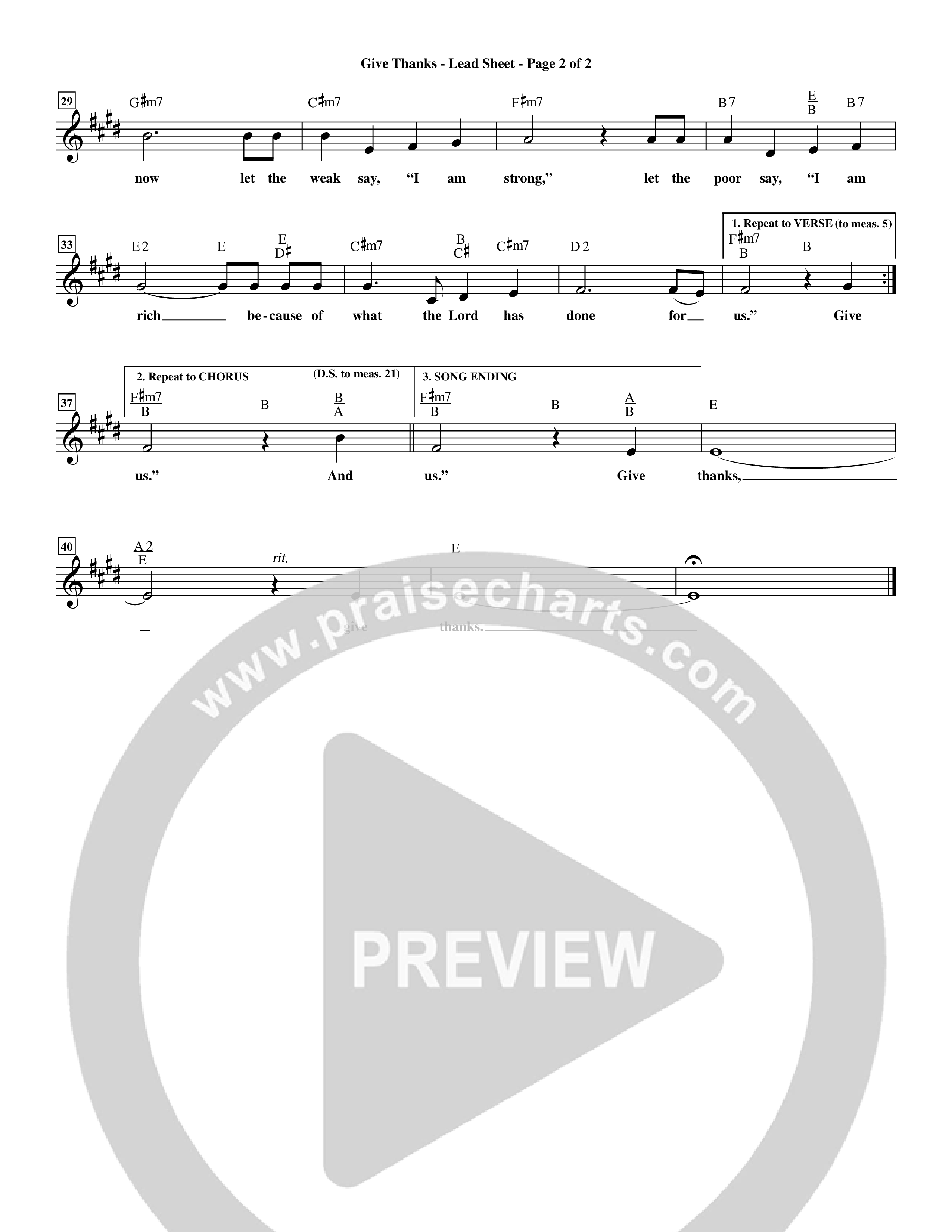 Give Thanks (Choral Anthem SATB) Lead Sheet (Mel) (Word Music Choral)