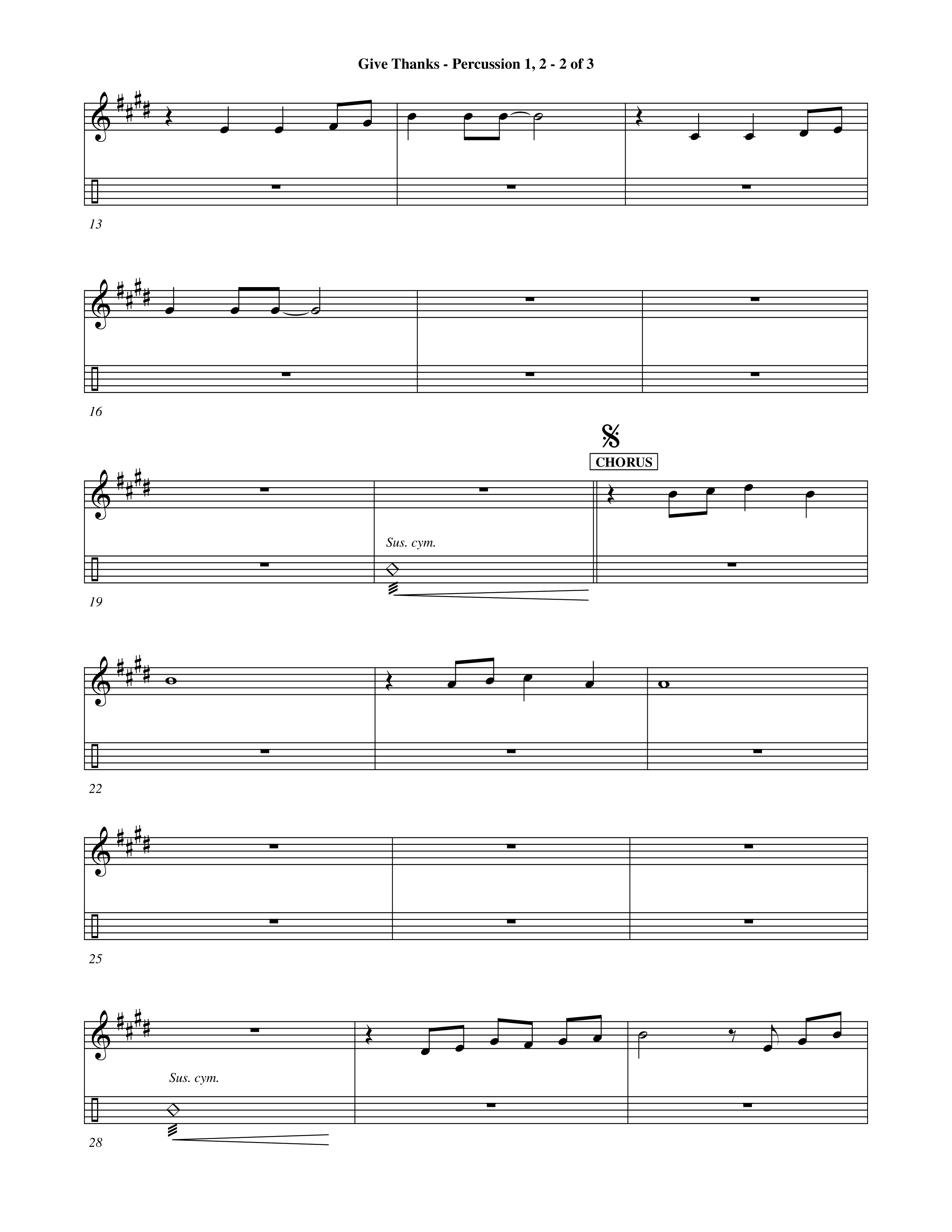 Give Thanks (Choral Anthem SATB) Percussion 1/2 (Word Music Choral)