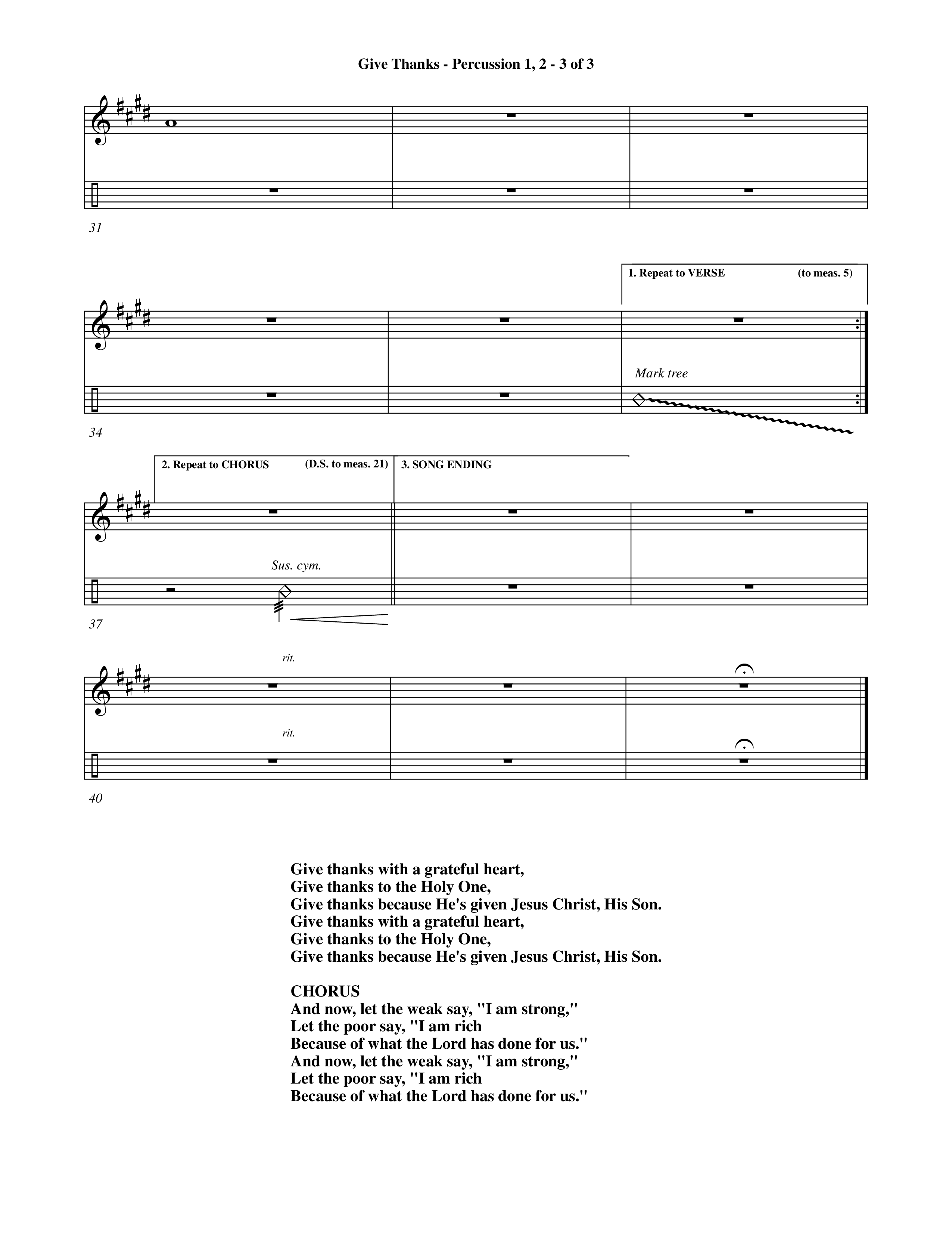 Give Thanks (Choral Anthem SATB) Percussion 1/2 (Word Music Choral)