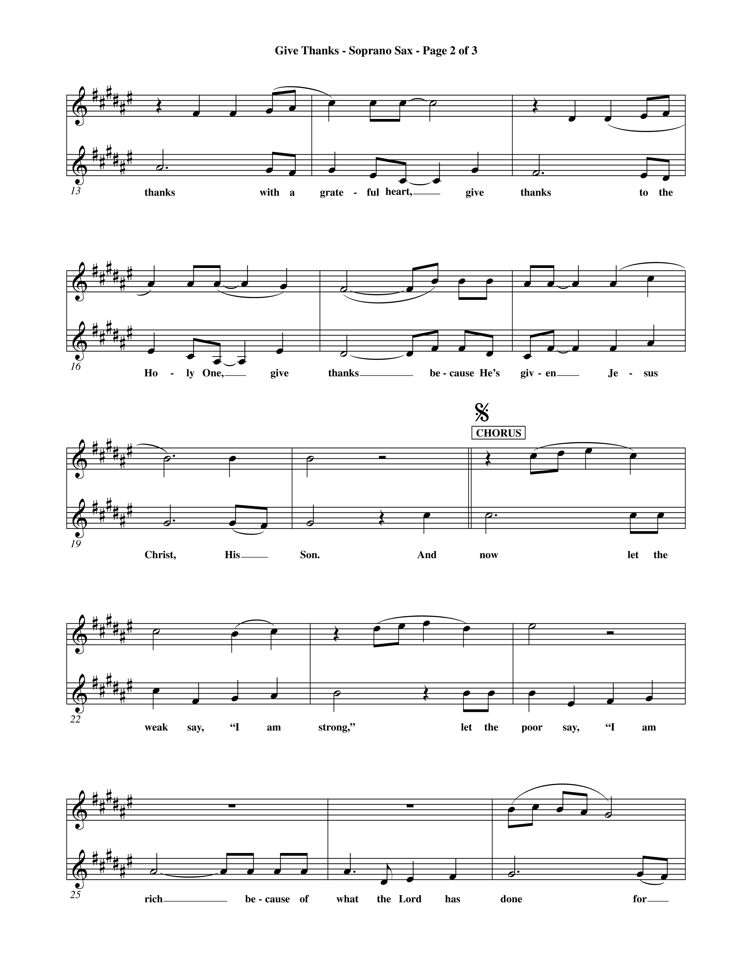 Give Thanks (Choral Anthem SATB) Saxophone (Word Music Choral)