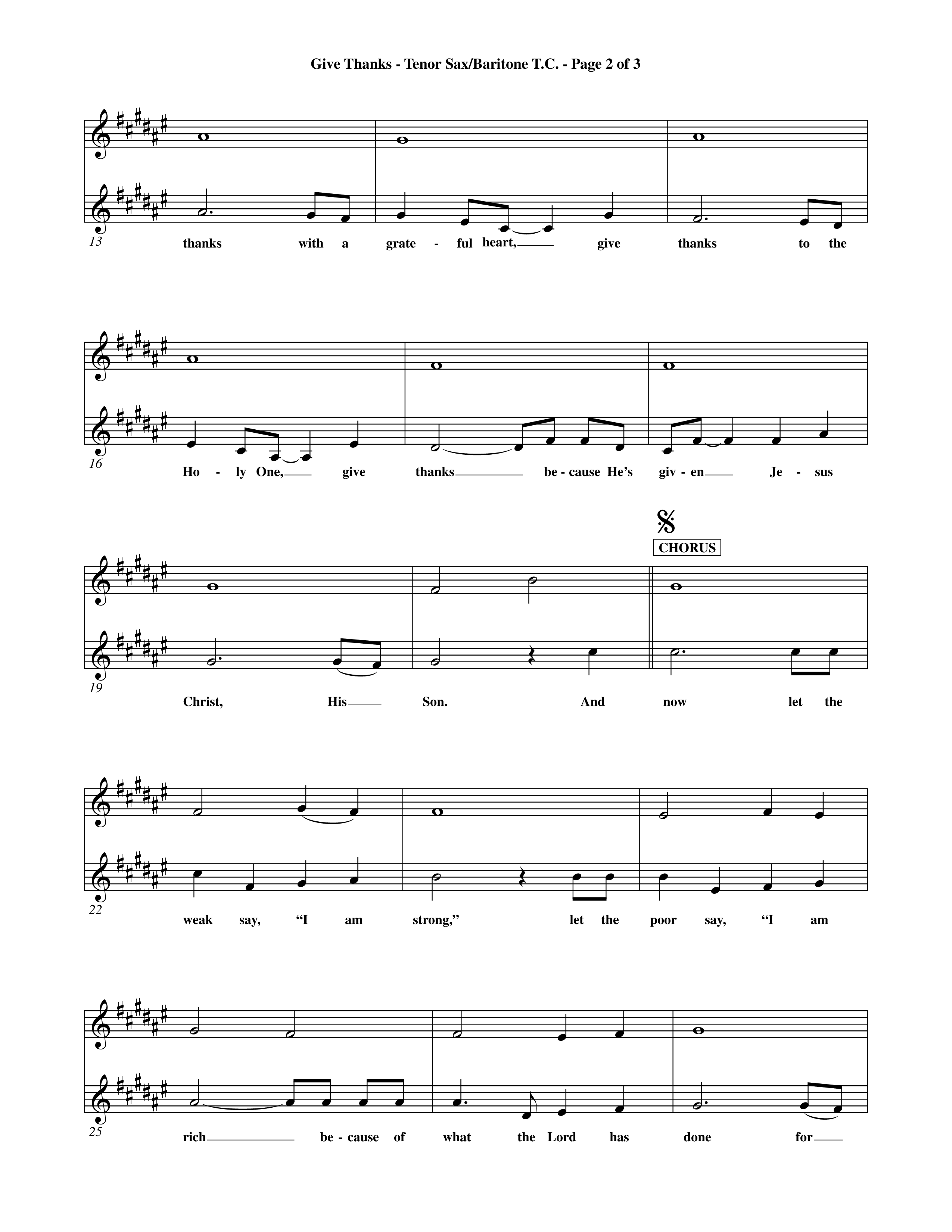 Give Thanks (Choral Anthem SATB) Tenor Sax/Baritone T.C. (Word Music Choral)