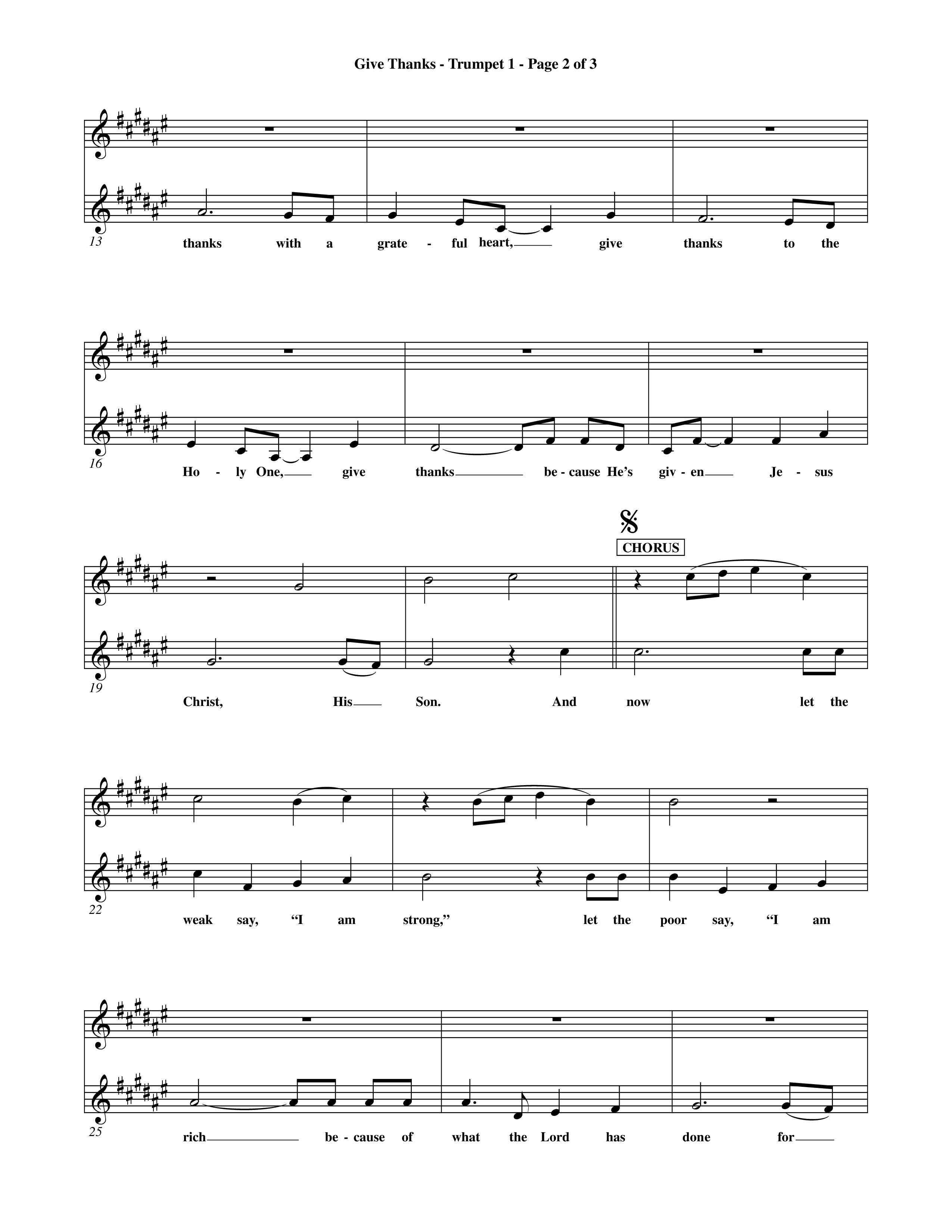 Give Thanks (Choral Anthem SATB) Trumpet 1 (Word Music Choral)