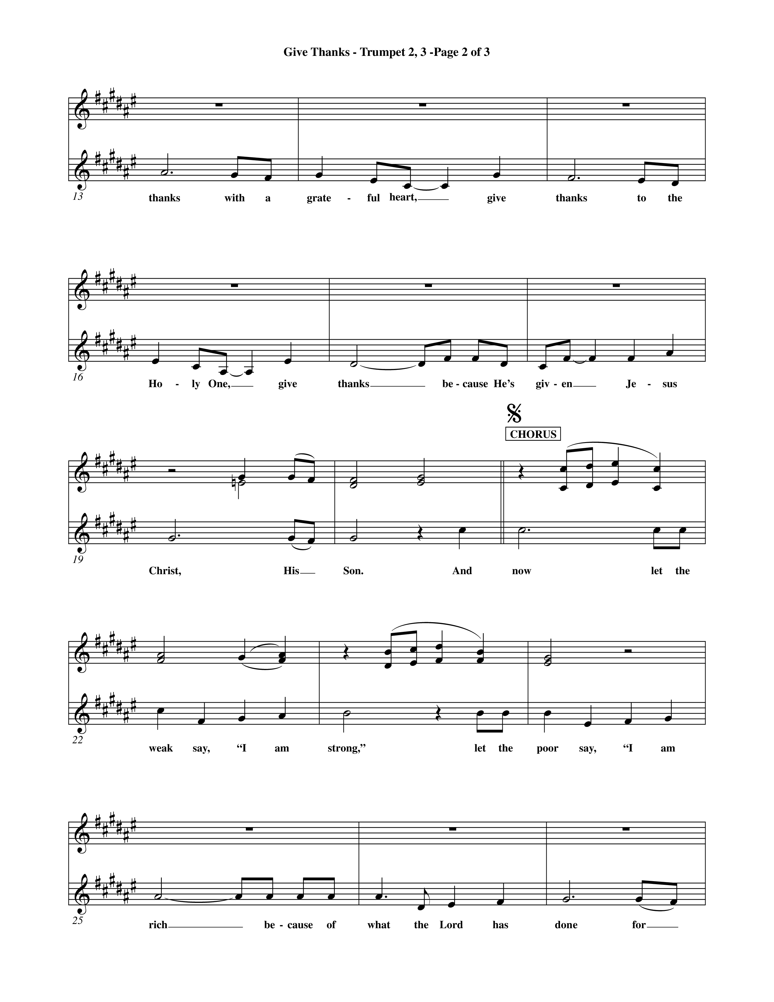 Give Thanks (Choral Anthem SATB) Trumpet 2/3 (Word Music Choral)