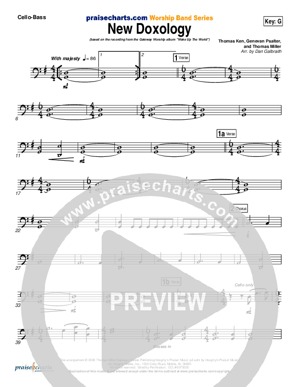 New Doxology Cello/Bass (Gateway Worship)
