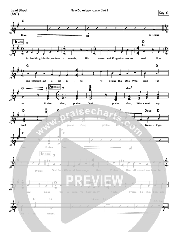 New Doxology Lead Sheet (SAT) (Gateway Worship)