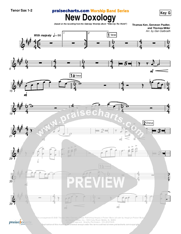 New Doxology Tenor Sax 1/2 (Gateway Worship)