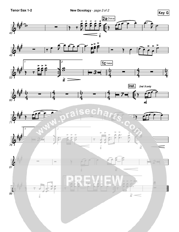 New Doxology Tenor Sax 1/2 (Gateway Worship)