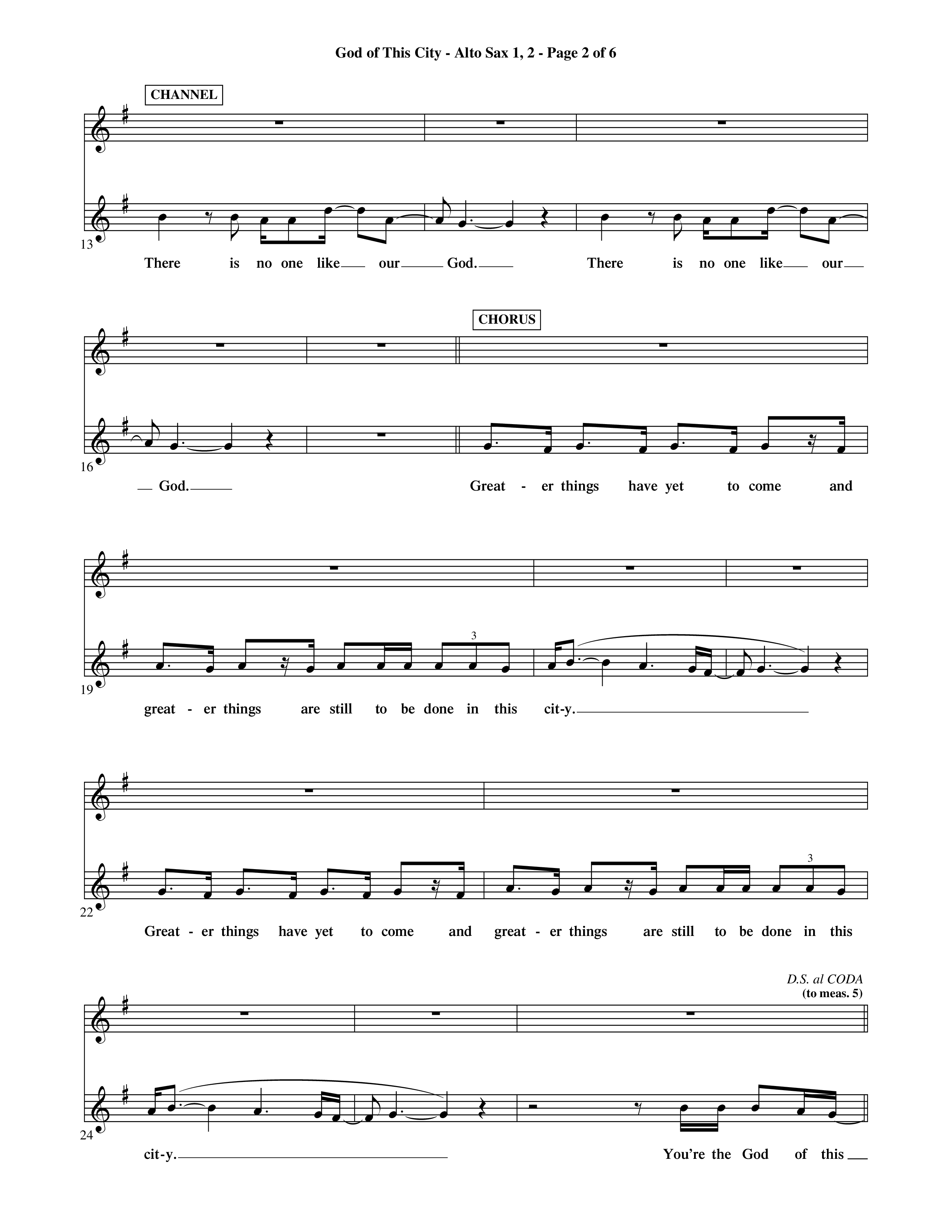 God Of This City (Choral Anthem SATB) Alto Sax 1/2 (Word Music Choral / Orch. Ric Domenico)