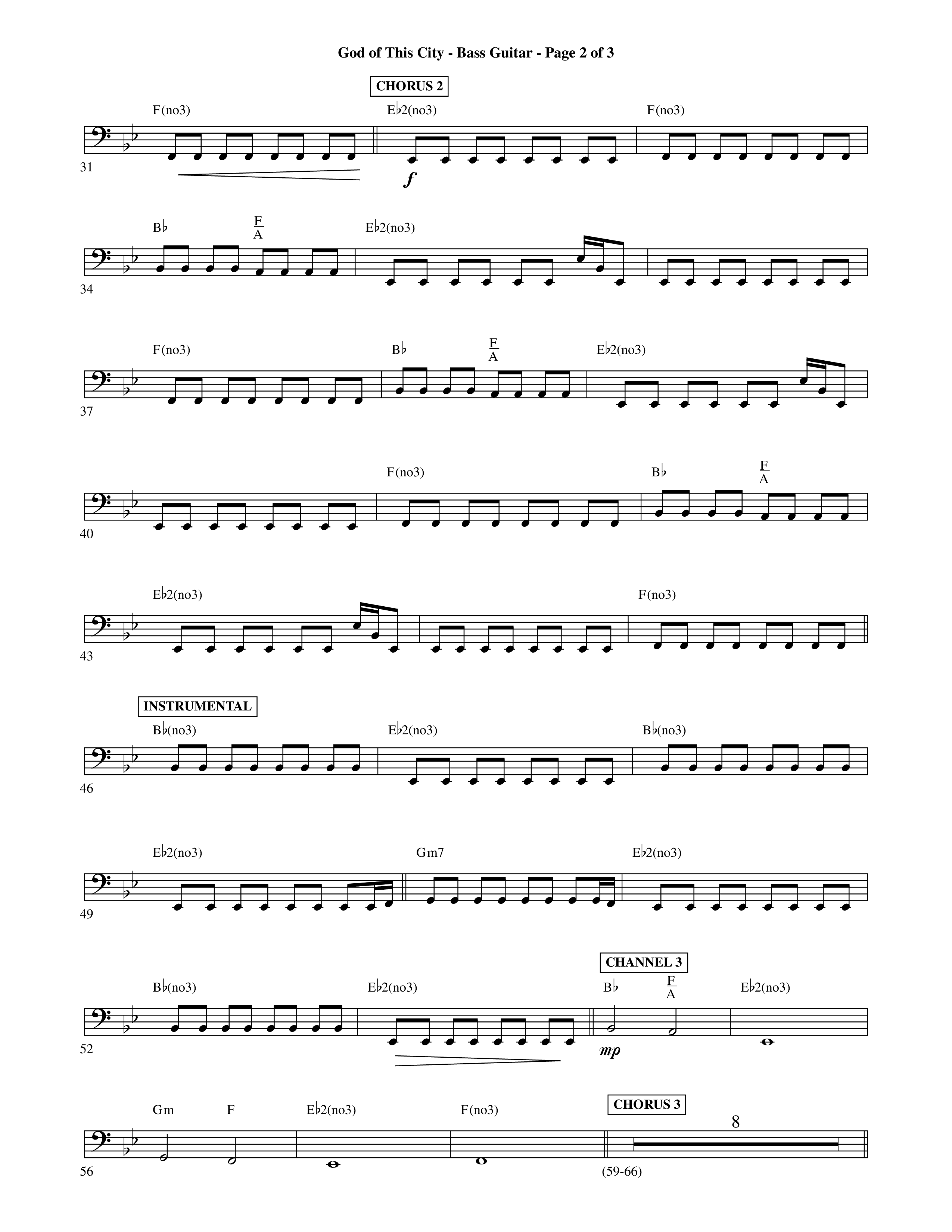 God Of This City (Choral Anthem SATB) Bass Guitar (Word Music Choral / Orch. Ric Domenico)