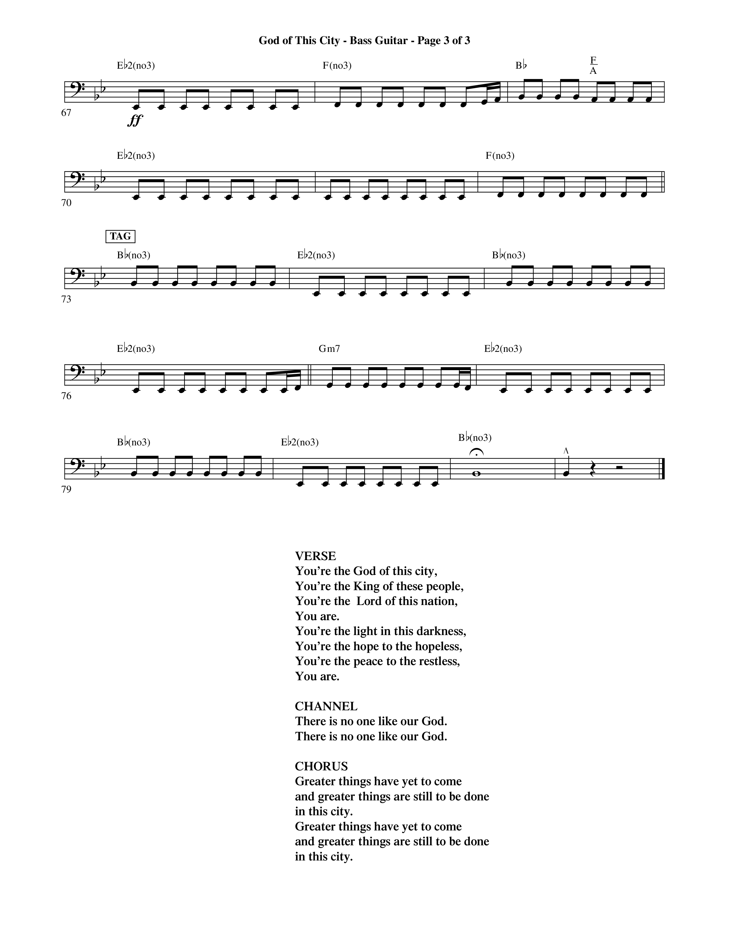 God Of This City (Choral Anthem SATB) Bass Guitar (Word Music Choral / Orch. Ric Domenico)