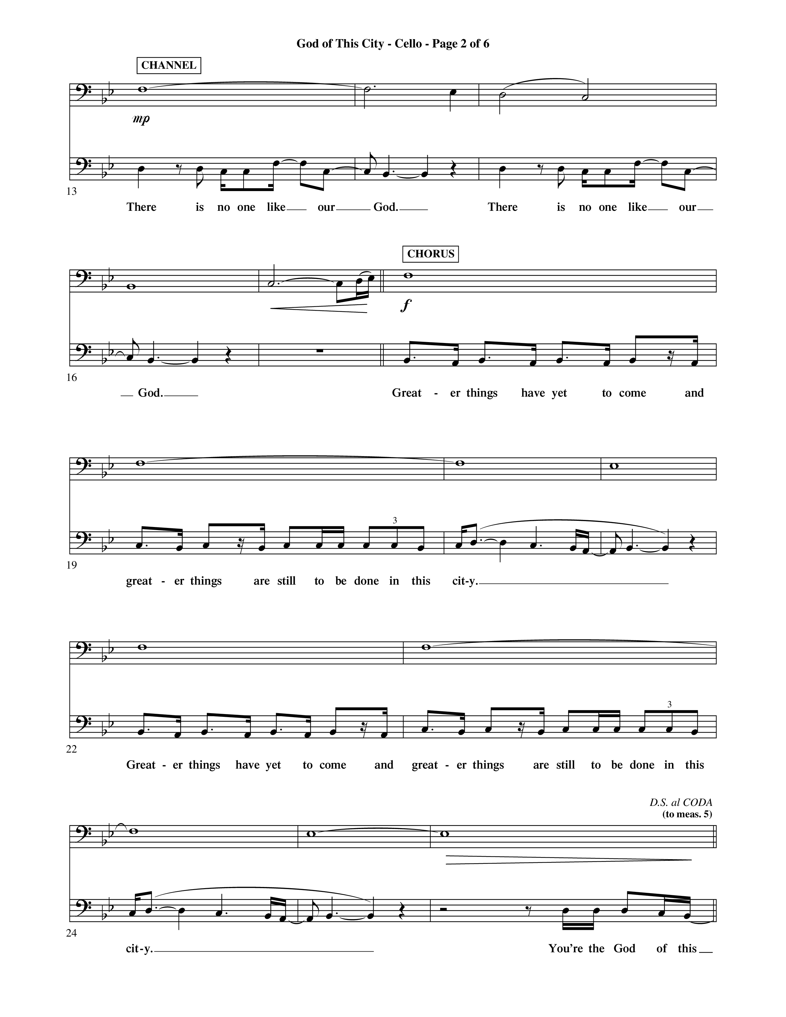 God Of This City (Choral Anthem SATB) Cello (Word Music Choral / Orch. Ric Domenico)