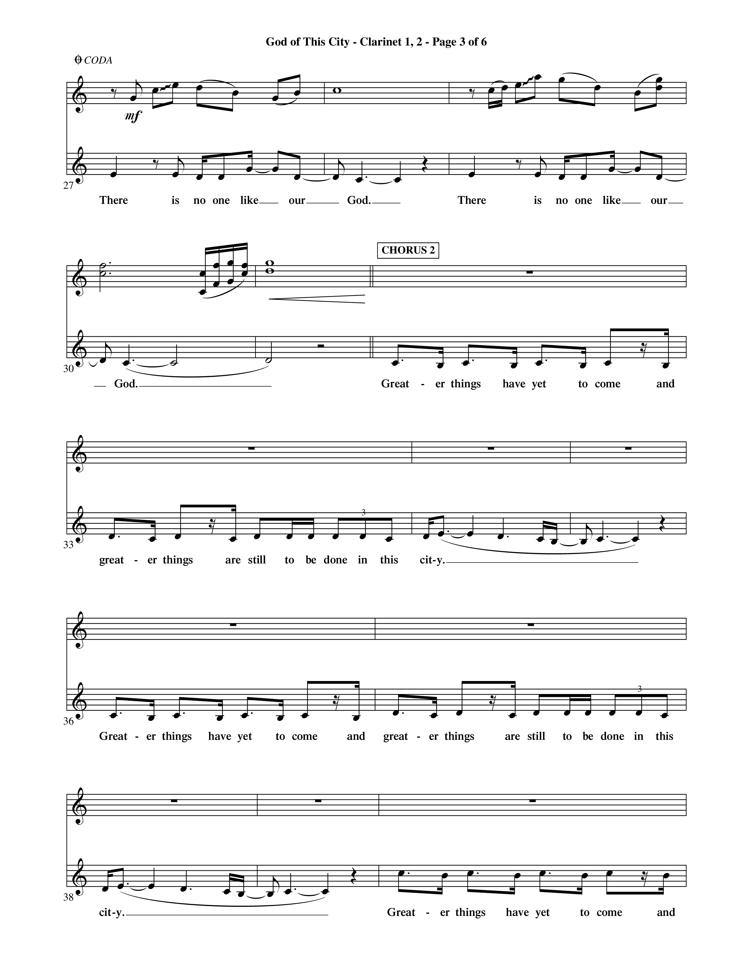 God Of This City (Choral Anthem SATB) Clarinet 1/2 (Word Music Choral / Orch. Ric Domenico)