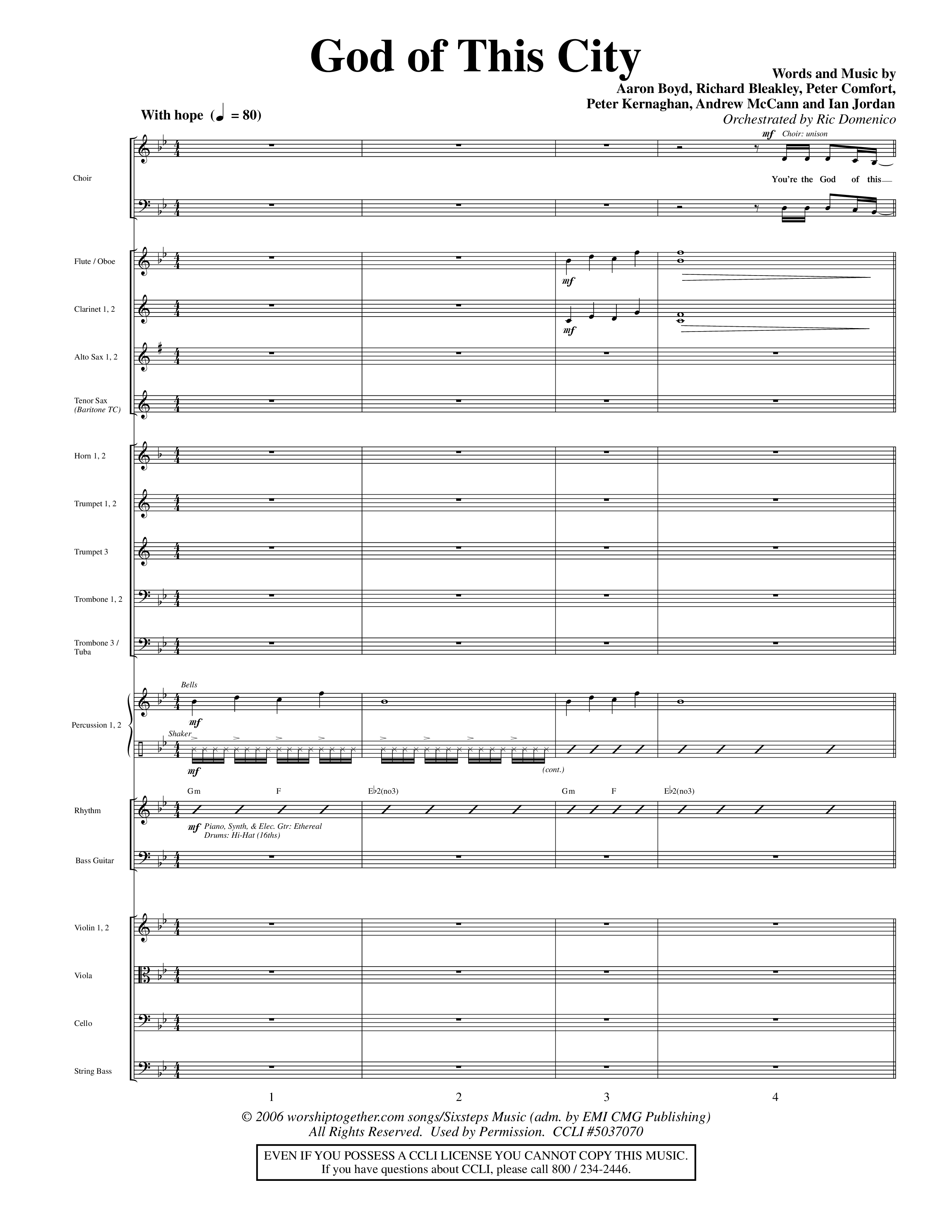 God Of This City (Choral Anthem SATB) Orchestration (Word Music Choral / Orch. Ric Domenico)
