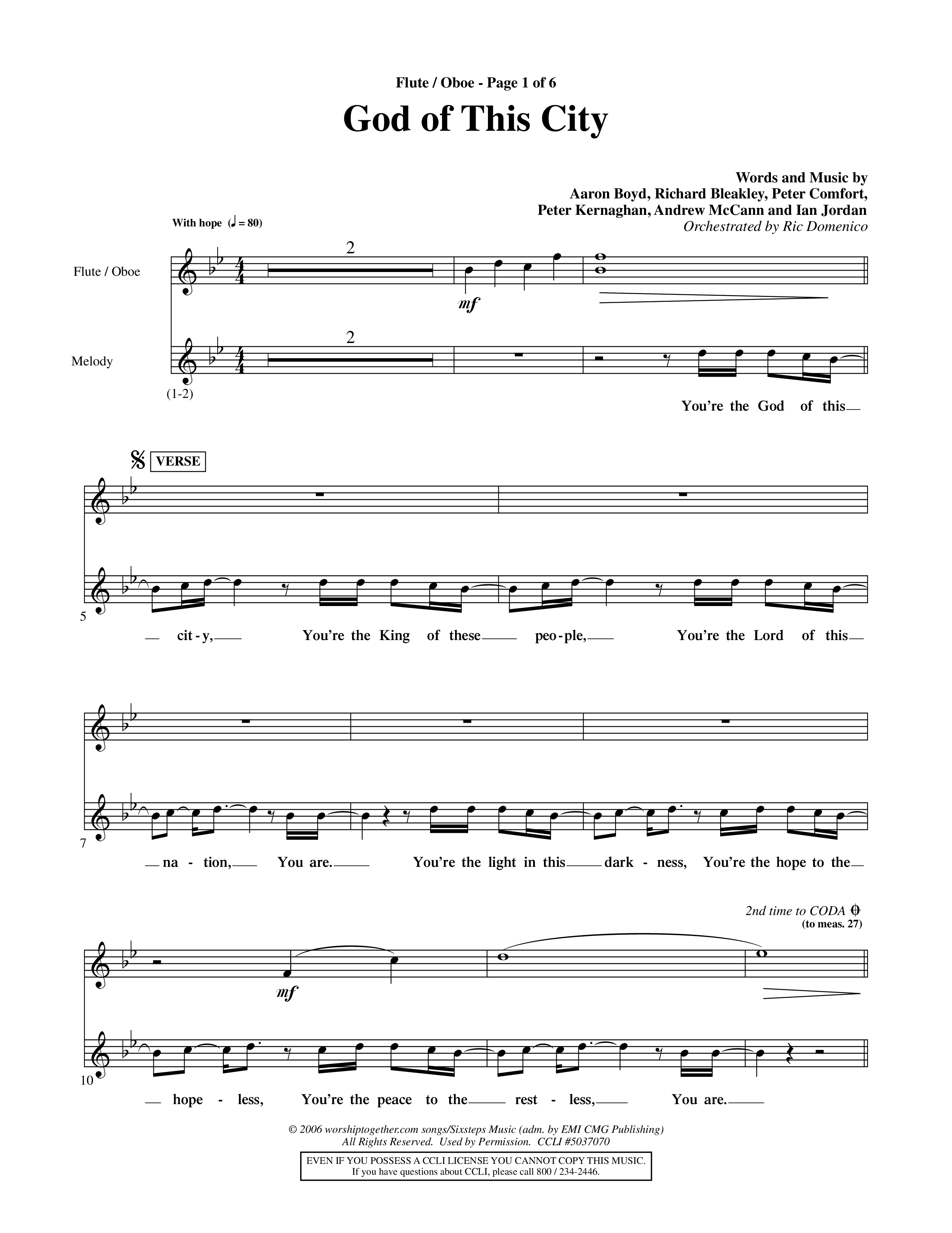 God Of This City (Choral Anthem SATB) Flute/Oboe (Word Music Choral / Orch. Ric Domenico)