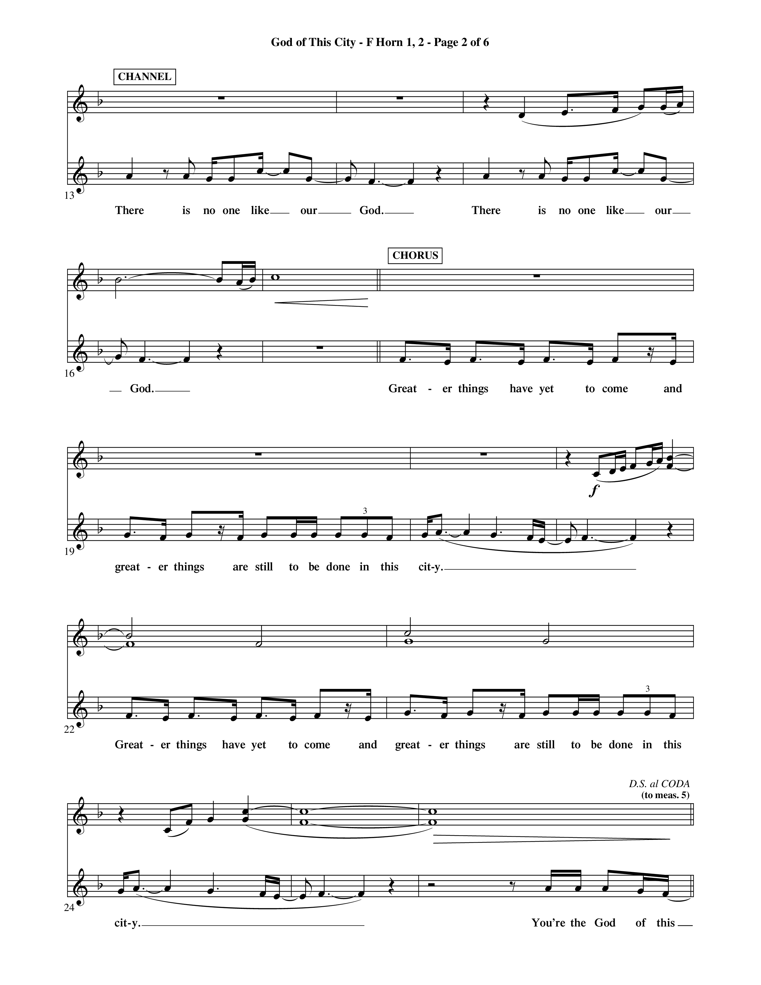 God Of This City (Choral Anthem SATB) French Horn (Word Music Choral / Orch. Ric Domenico)