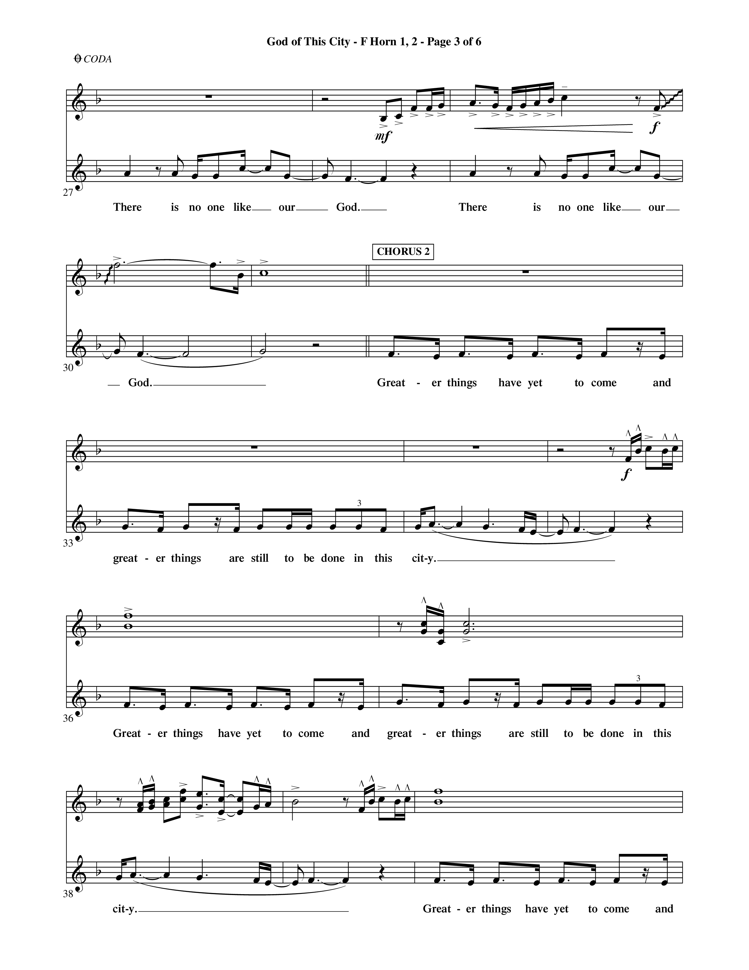 God Of This City (Choral Anthem SATB) French Horn (Word Music Choral / Orch. Ric Domenico)