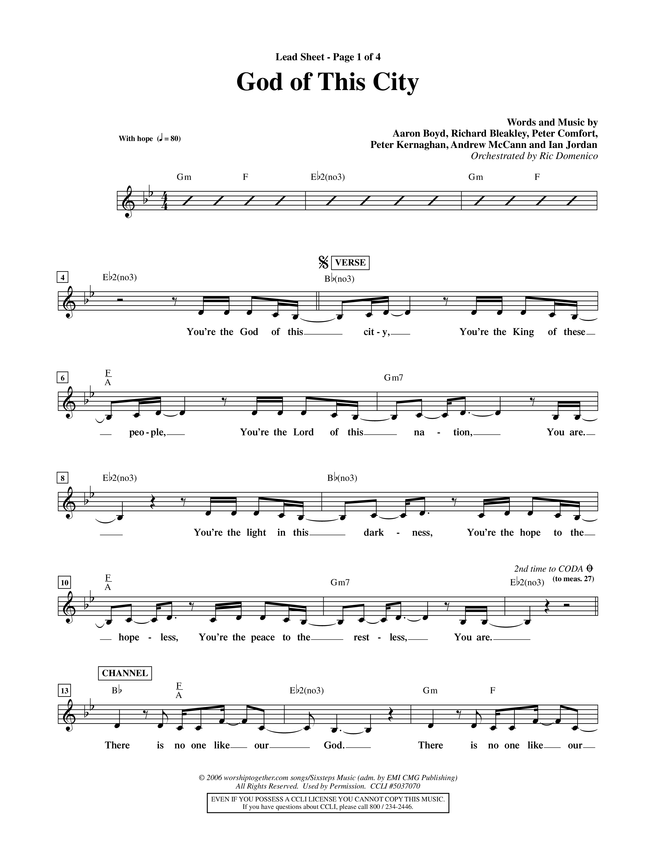 God Of This City (Choral Anthem SATB) Rhythm Pack (Word Music Choral / Orch. Ric Domenico)