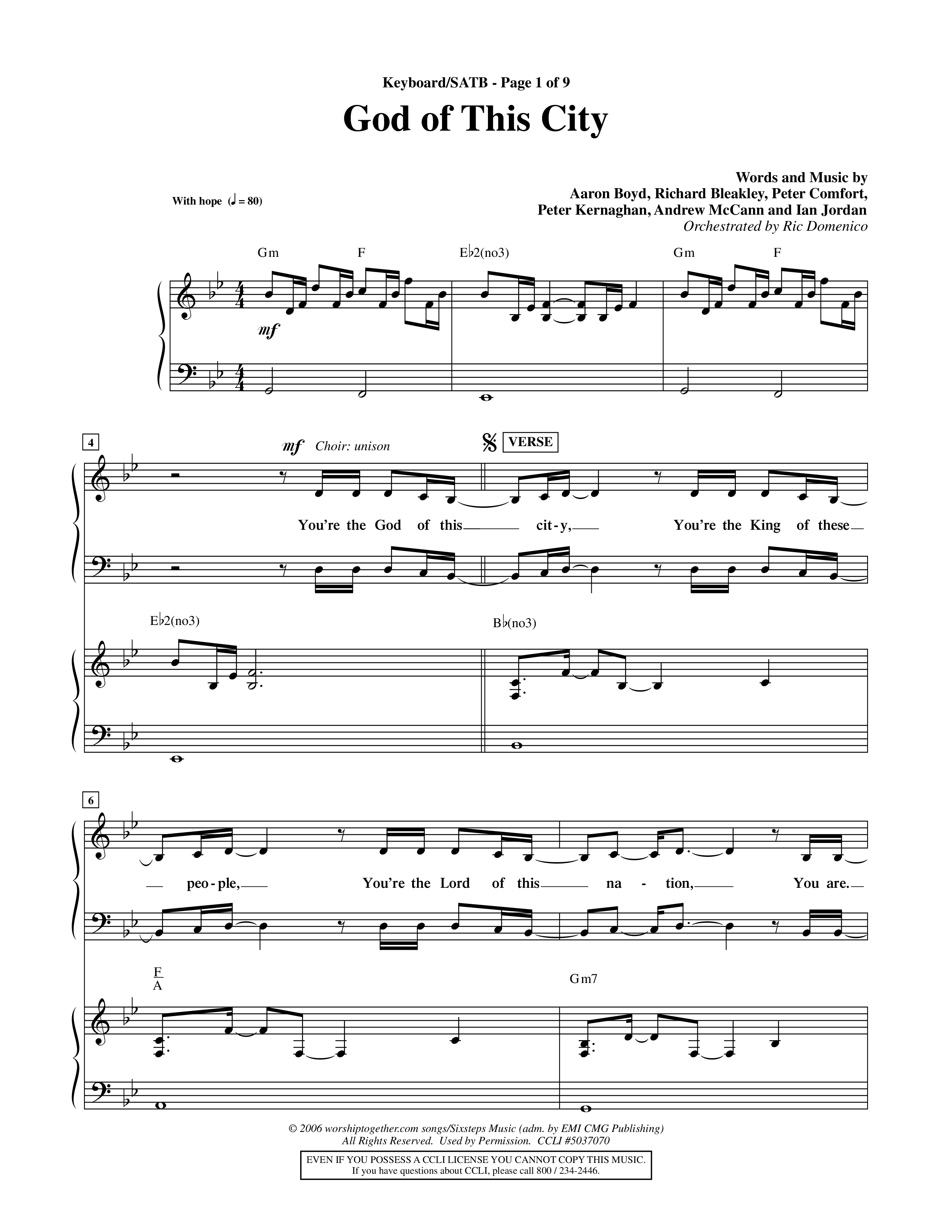 God Of This City (Choral Anthem SATB) Keyboard/Vocal (SATB) (Word Music Choral / Orch. Ric Domenico)