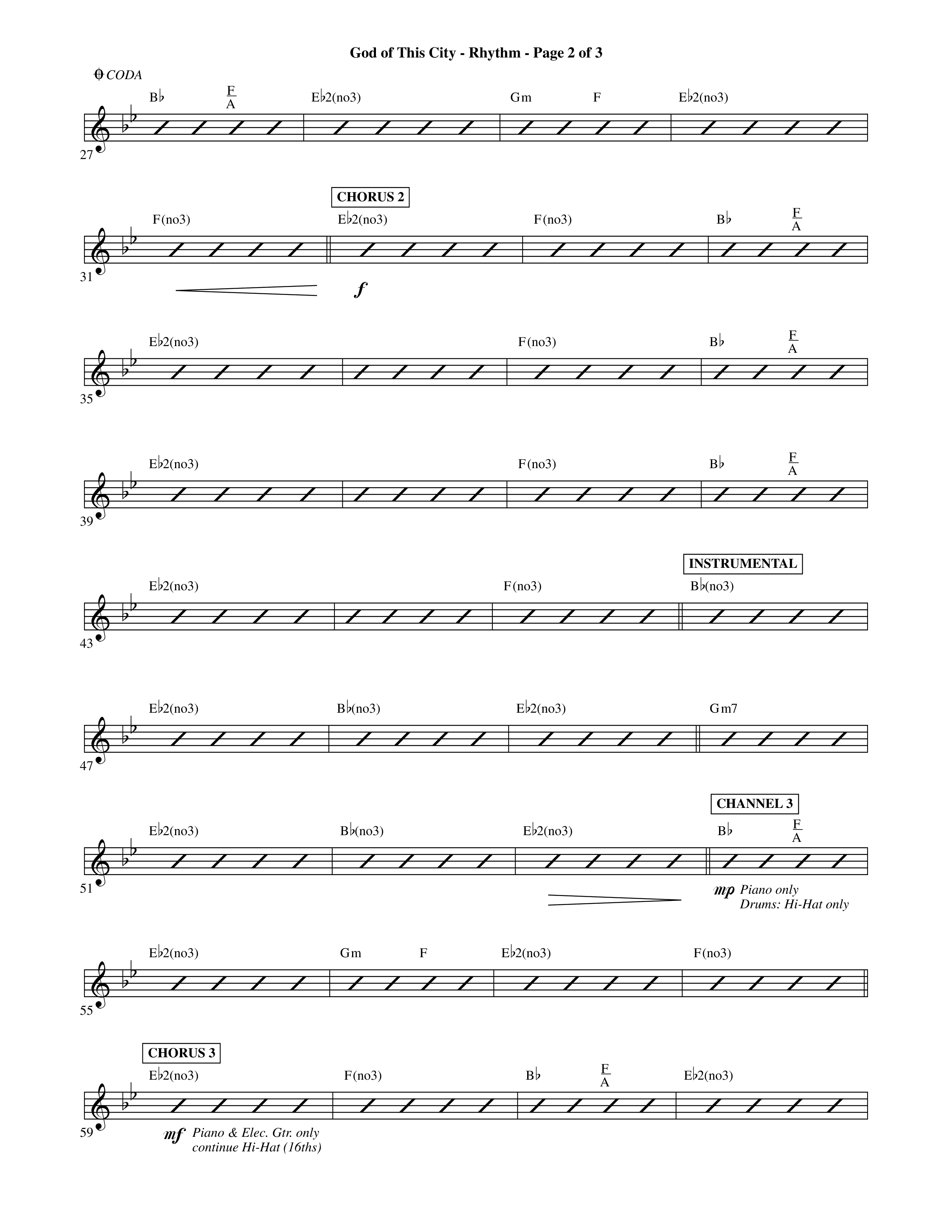 God Of This City (Choral Anthem SATB) Rhythm Chart (Word Music Choral / Orch. Ric Domenico)