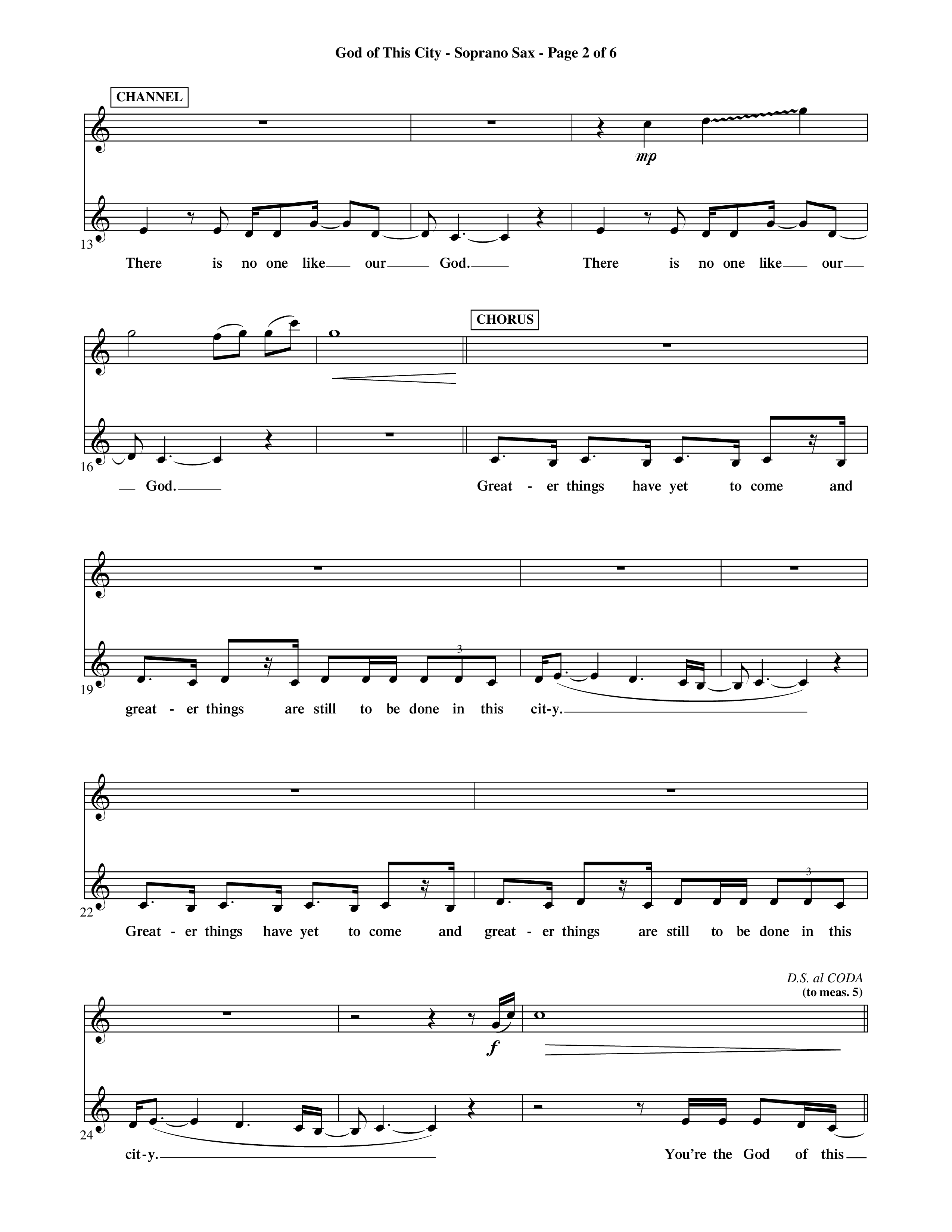 God Of This City (Choral Anthem SATB) Saxophone (Word Music Choral / Orch. Ric Domenico)