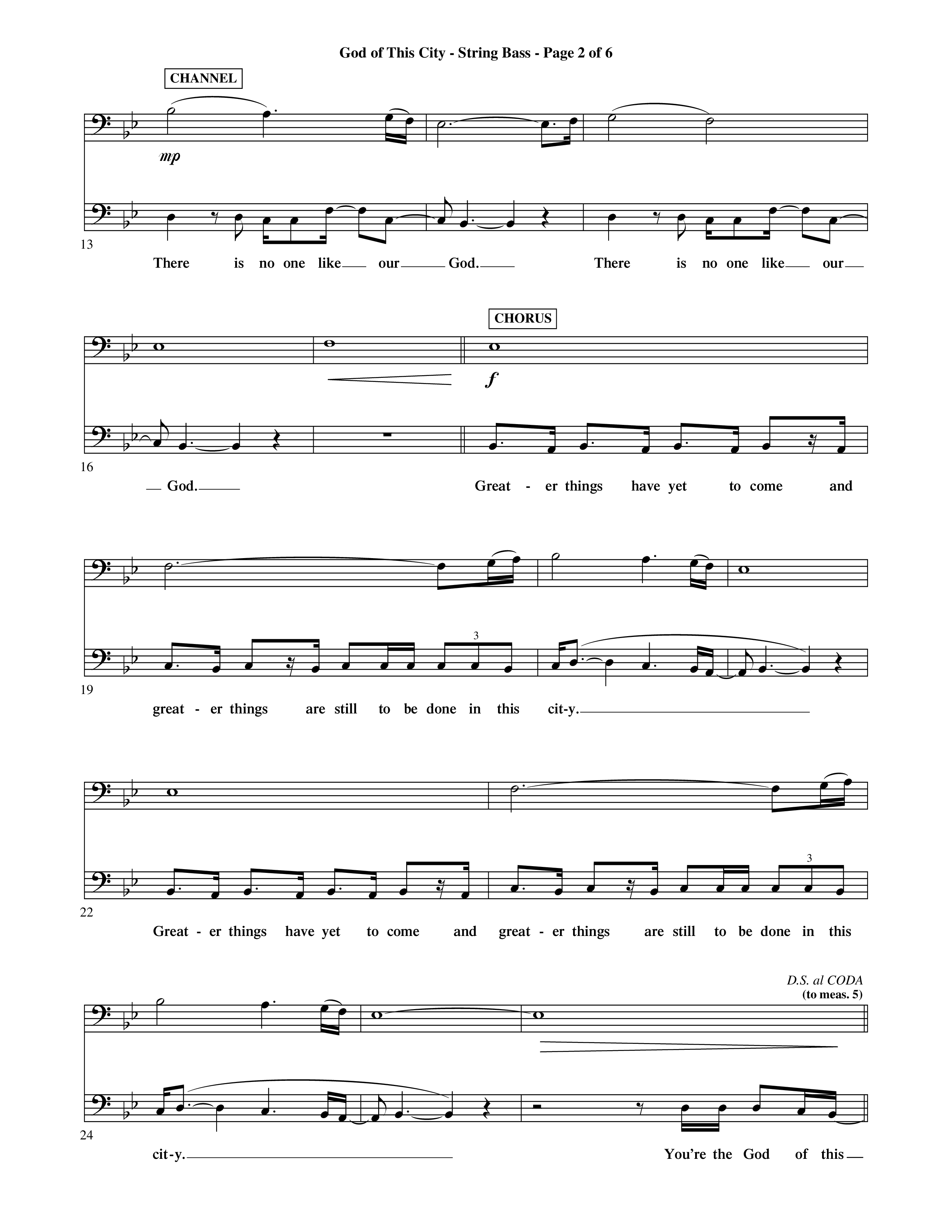 God Of This City (Choral Anthem SATB) String Bass (Word Music Choral / Orch. Ric Domenico)