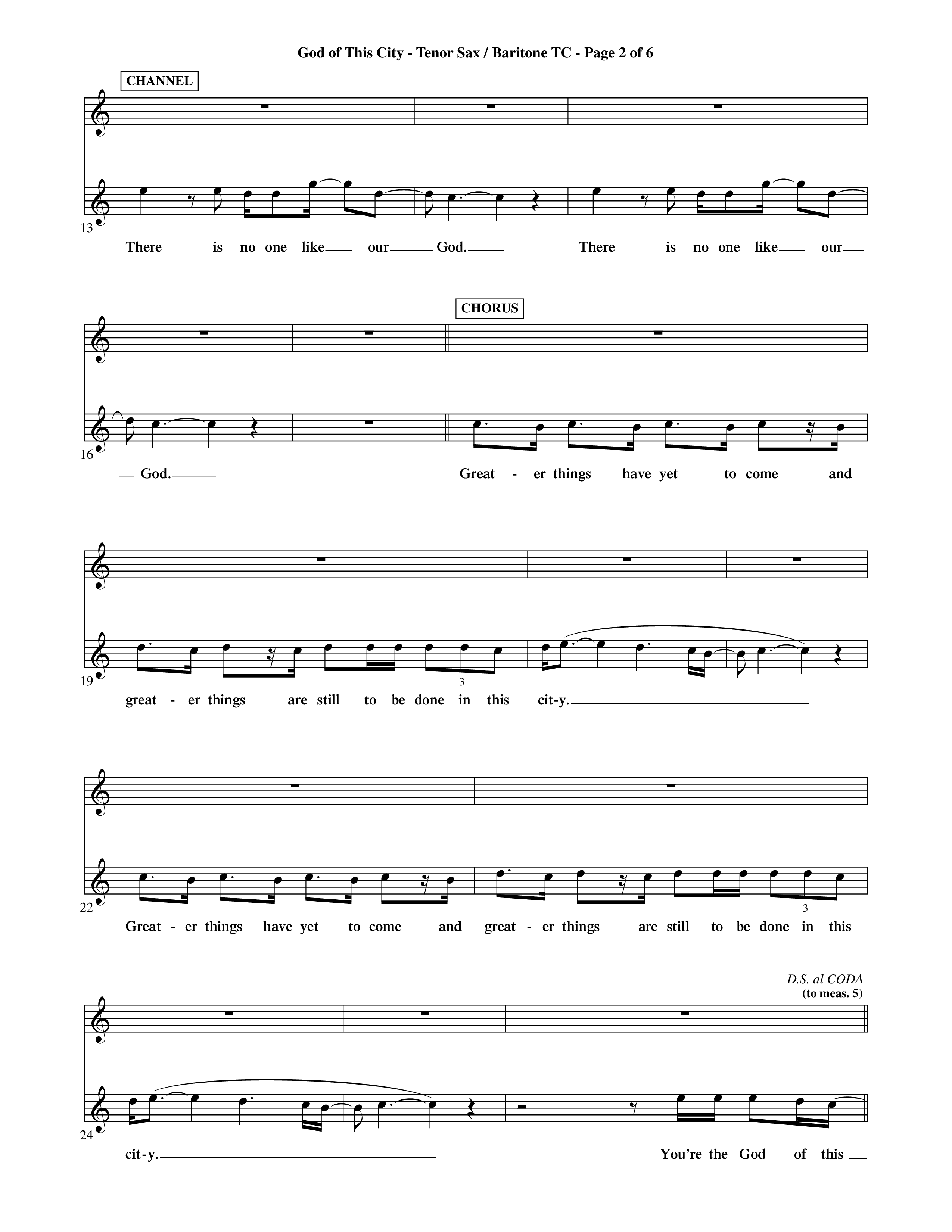 God Of This City (Choral Anthem SATB) Tenor Sax/Baritone T.C. (Word Music Choral / Orch. Ric Domenico)