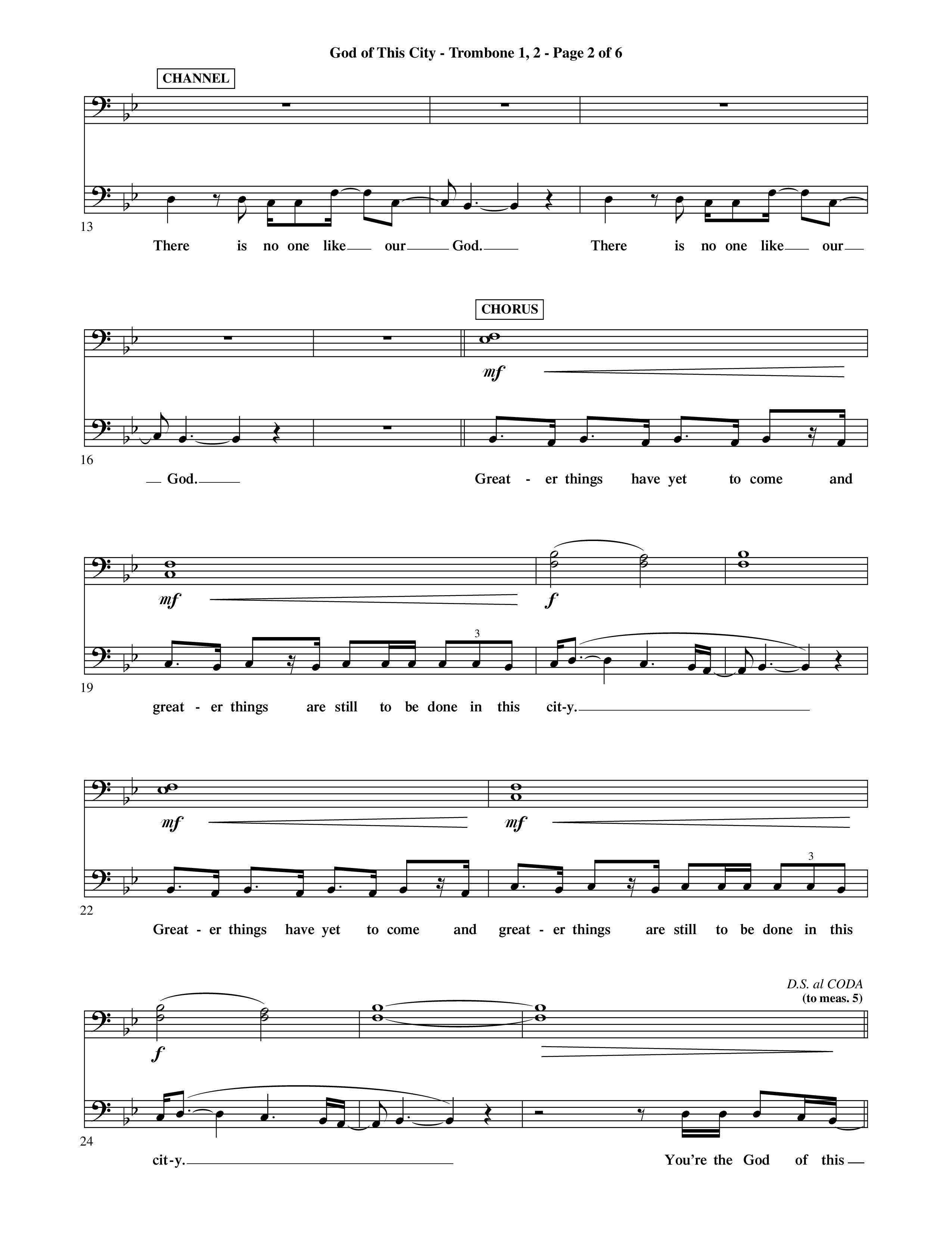 God Of This City (Choral Anthem SATB) Trombone 1/2 (Word Music Choral / Orch. Ric Domenico)