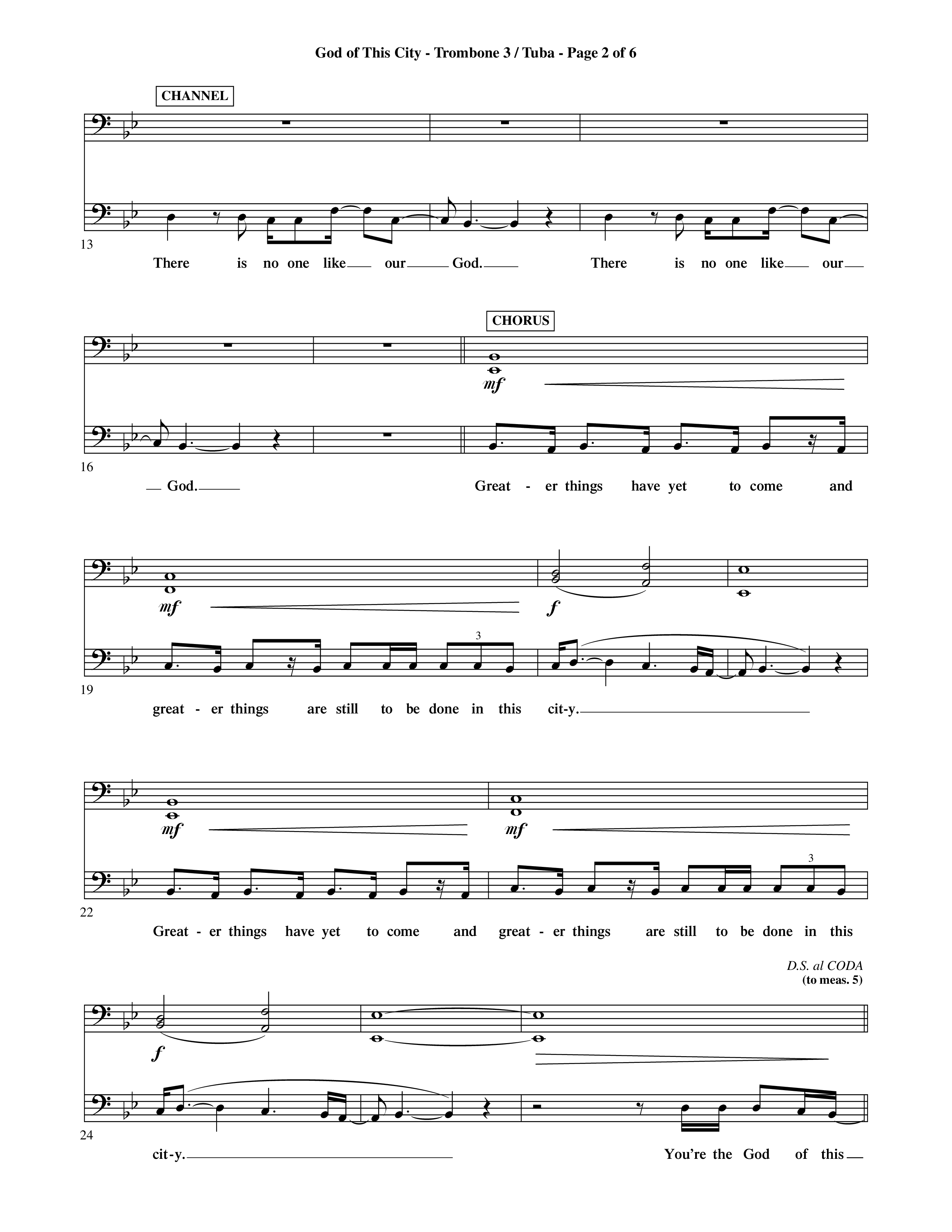 God Of This City (Choral Anthem SATB) Trombone 3/Tuba (Word Music Choral / Orch. Ric Domenico)