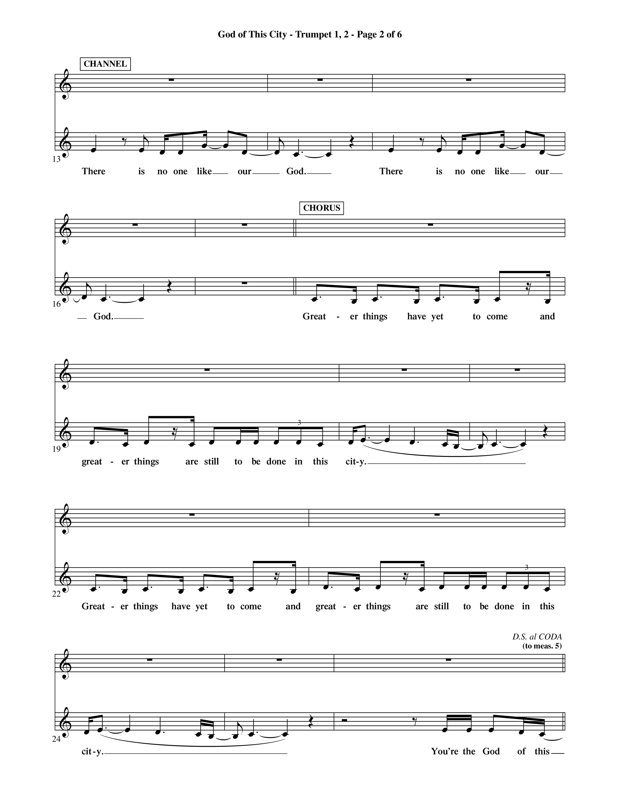 God Of This City (Choral Anthem SATB) Trumpet 1,2 (Word Music Choral / Orch. Ric Domenico)