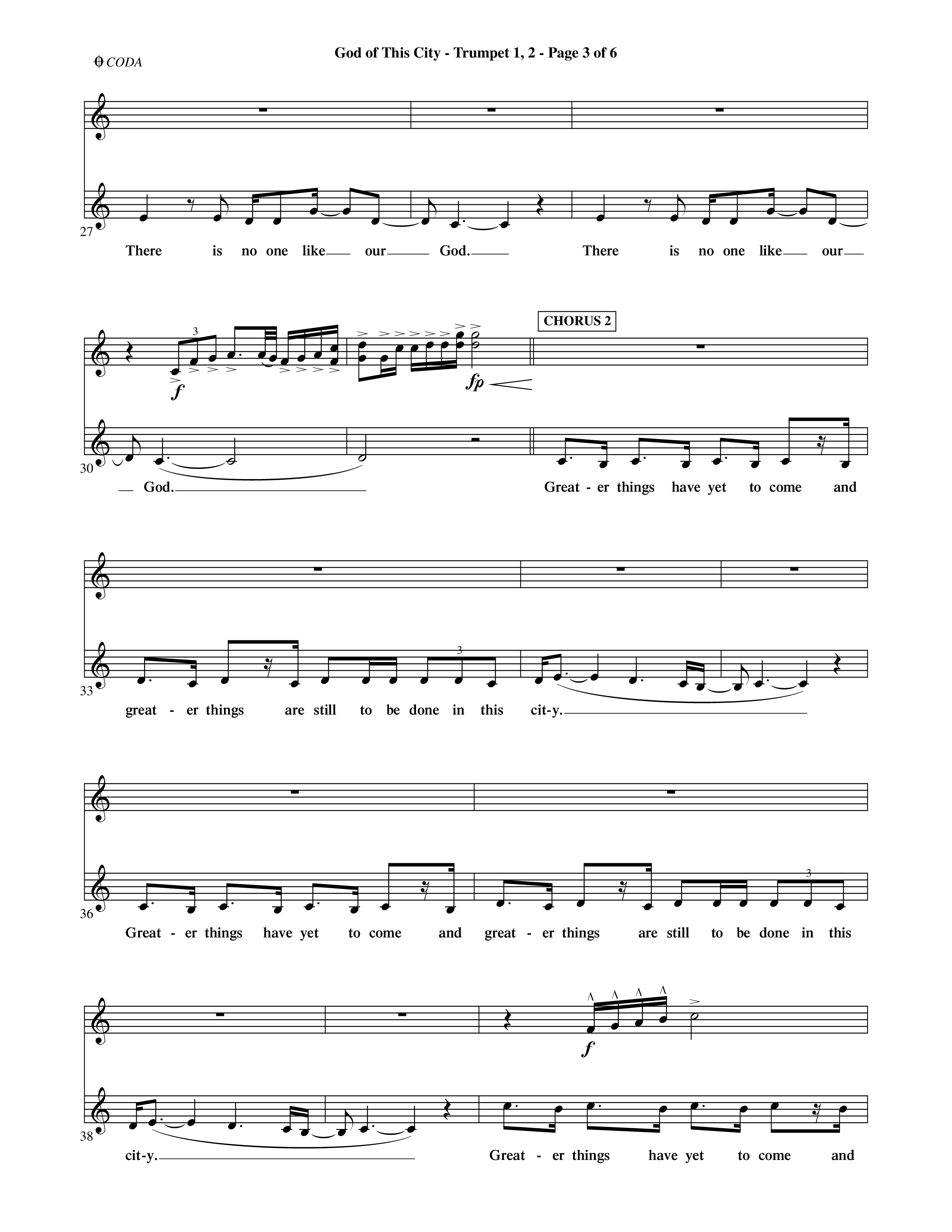 God Of This City (Choral Anthem SATB) Trumpet 1,2 (Word Music Choral / Orch. Ric Domenico)