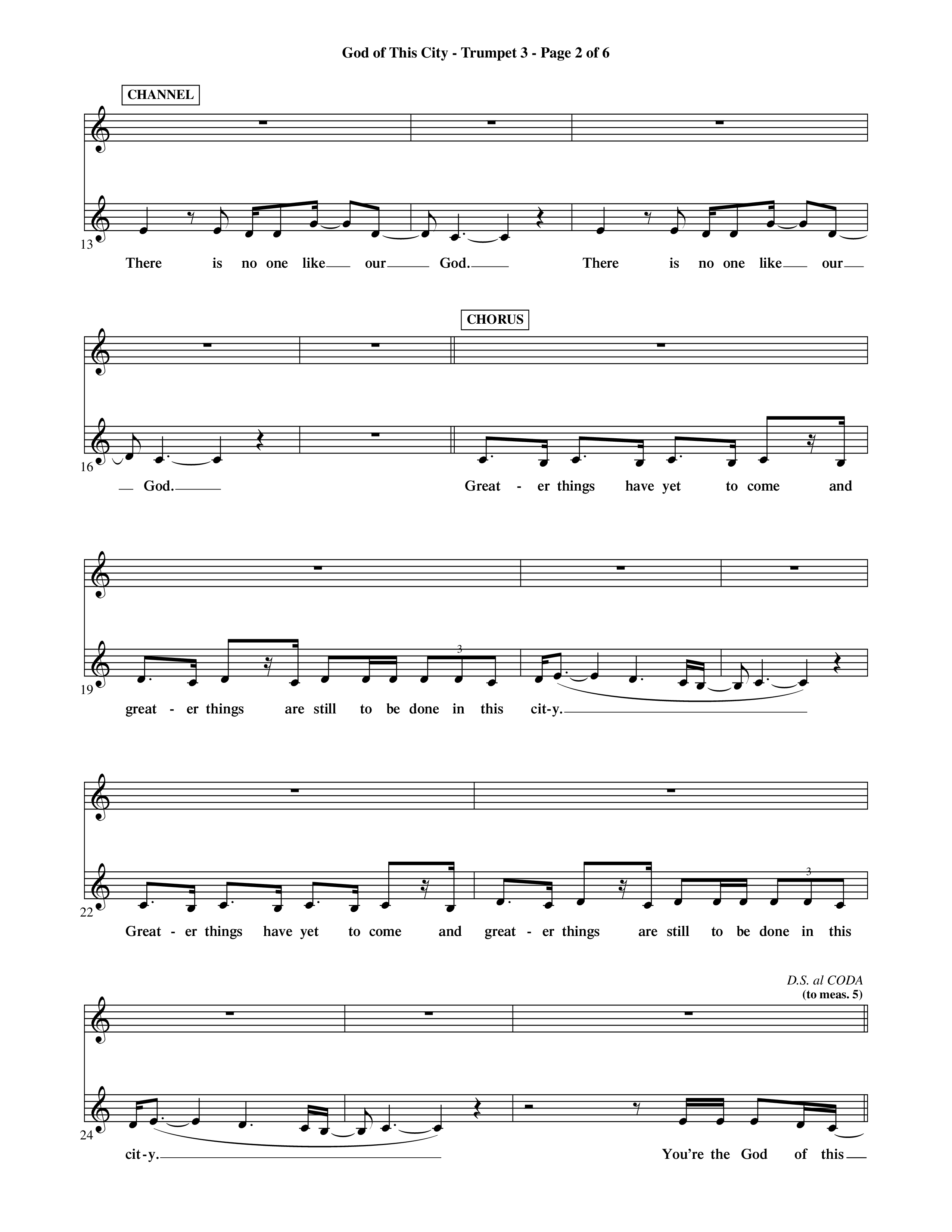 God Of This City (Choral Anthem SATB) Trumpet 3 (Word Music Choral / Orch. Ric Domenico)