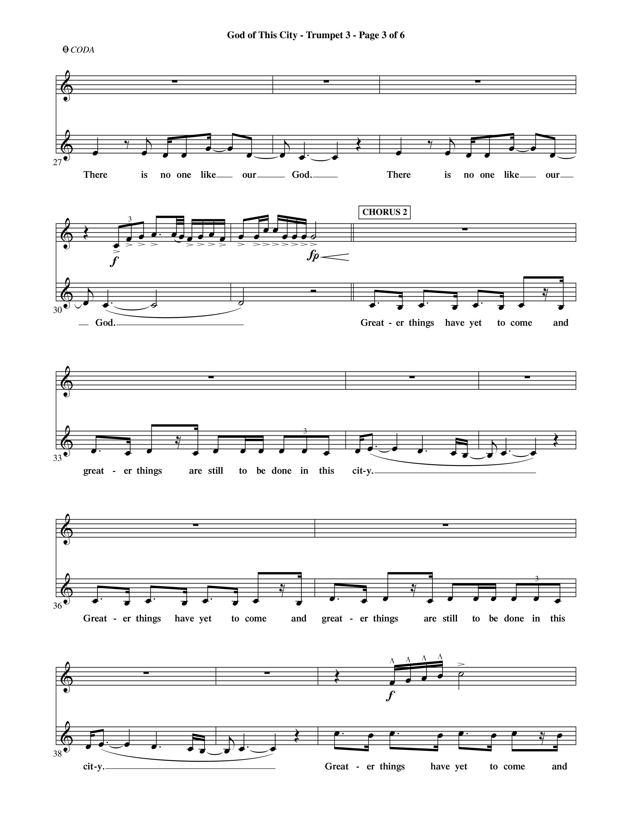 God Of This City (Choral Anthem SATB) Trumpet 3 (Word Music Choral / Orch. Ric Domenico)