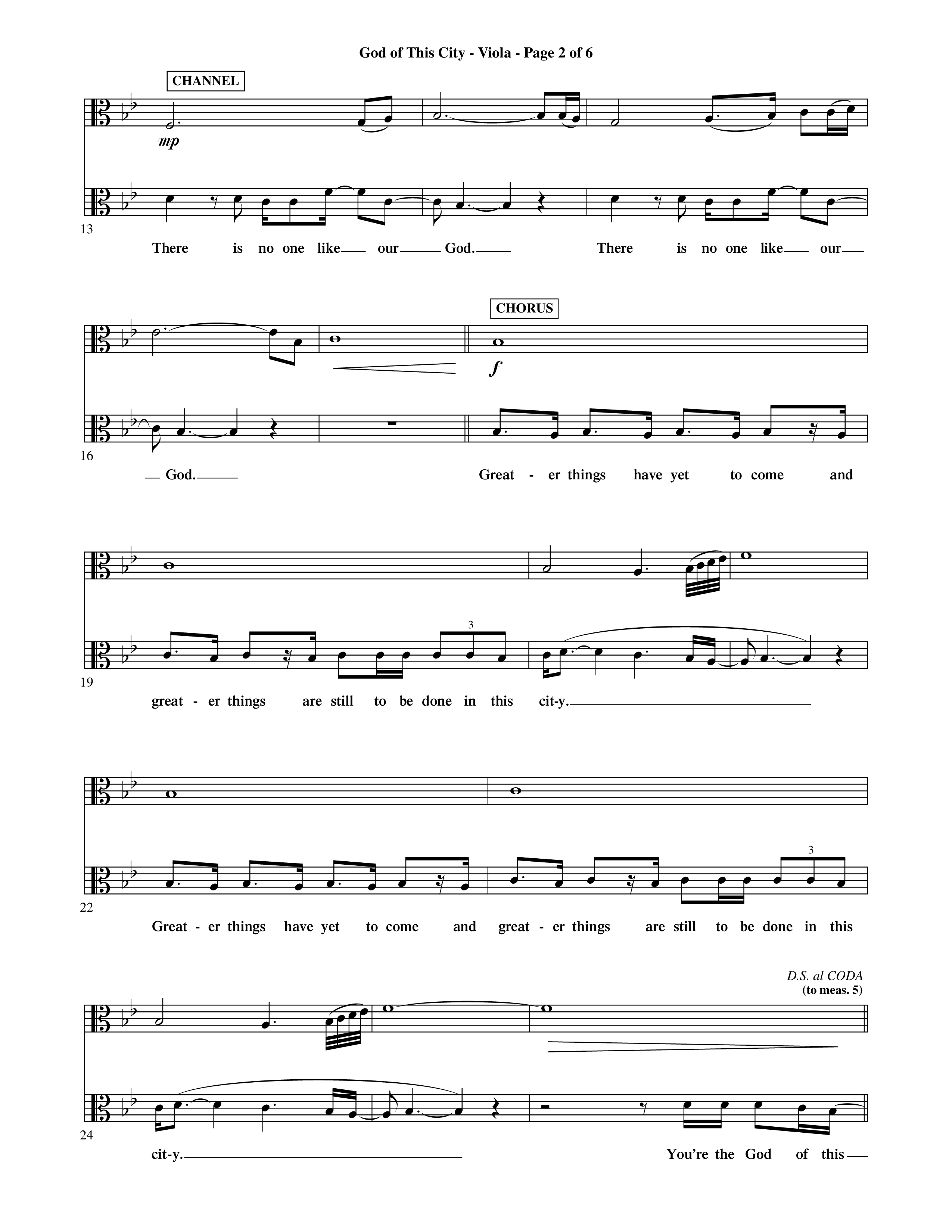 God Of This City (Choral Anthem SATB) Viola (Word Music Choral / Orch. Ric Domenico)