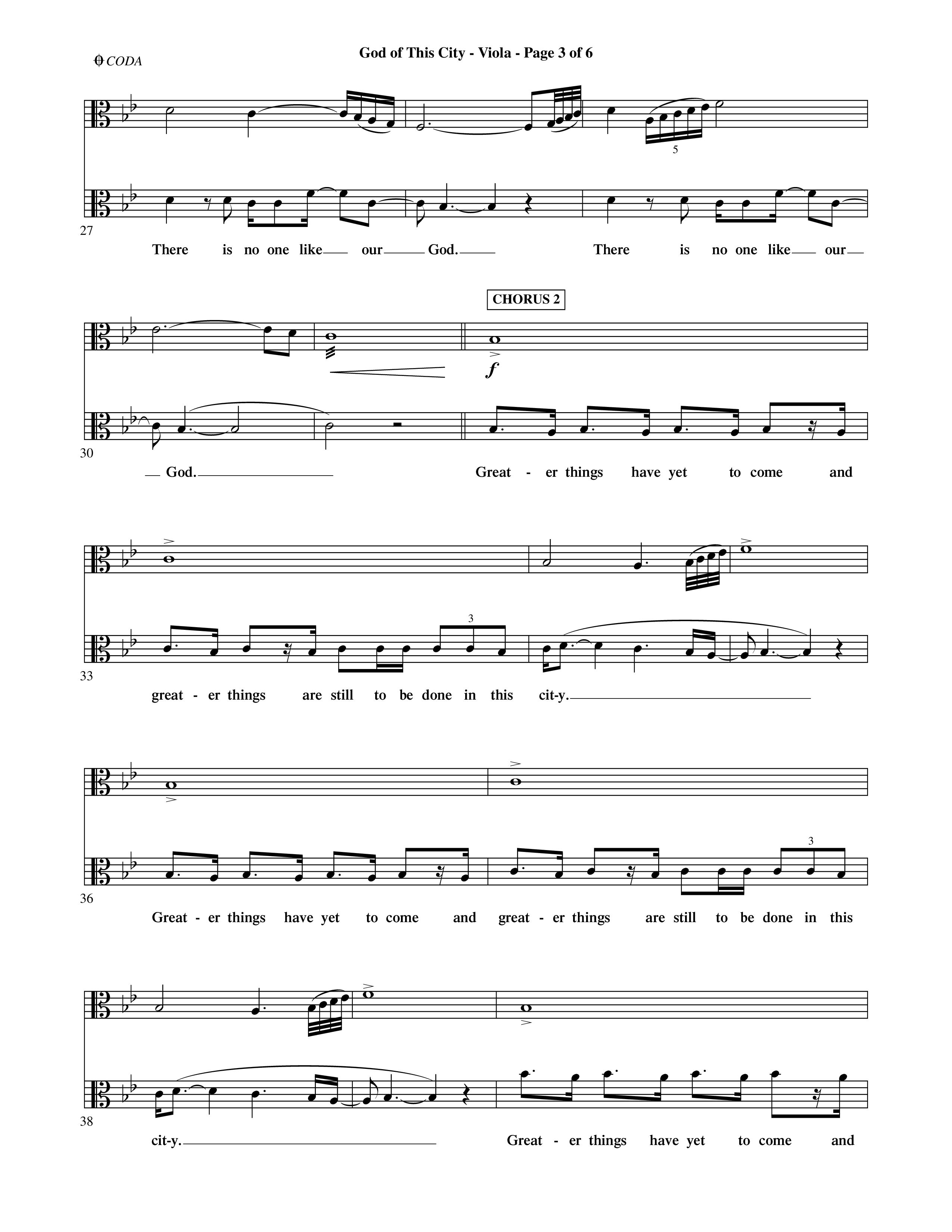 God Of This City (Choral Anthem SATB) Viola (Word Music Choral / Orch. Ric Domenico)