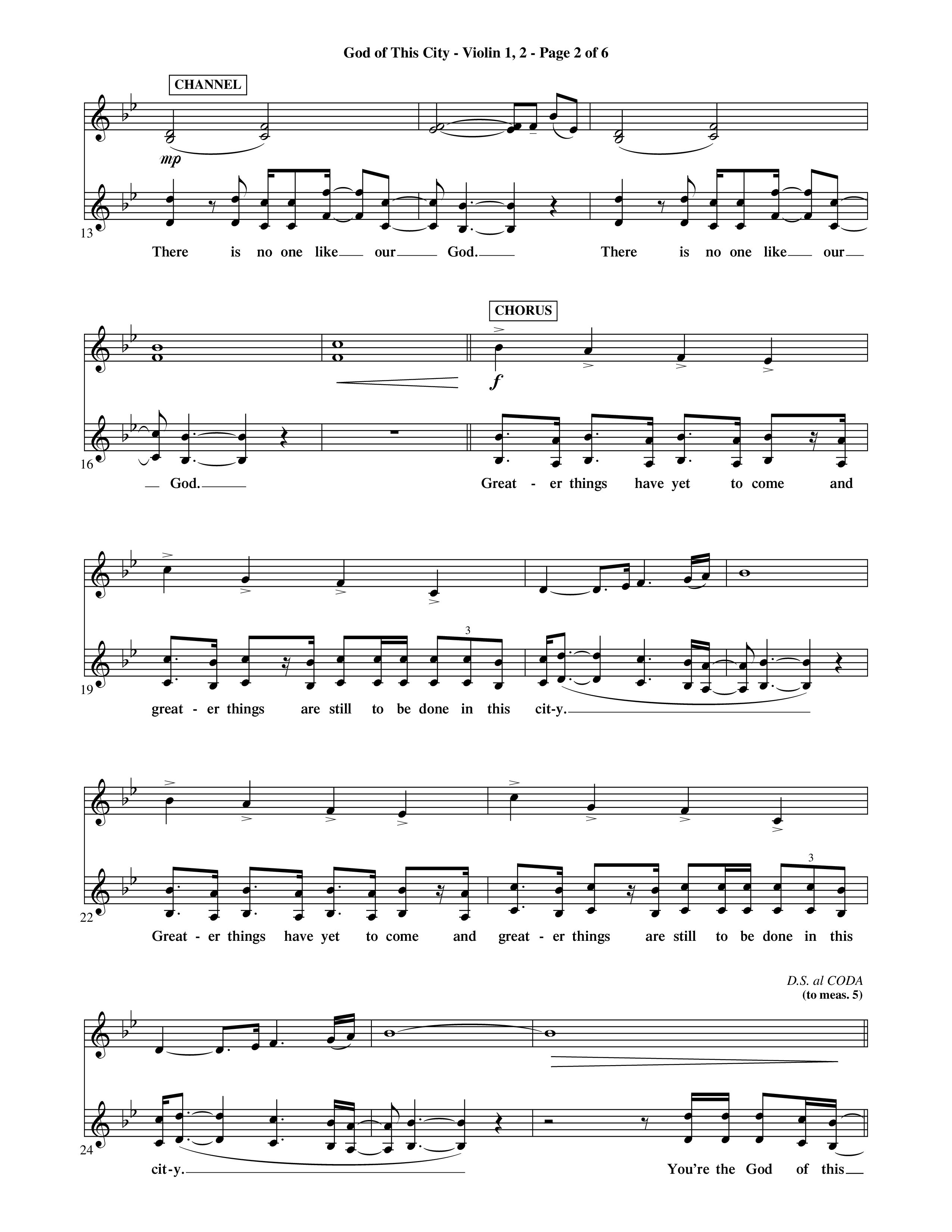 God Of This City (Choral Anthem SATB) Violin 1/2 (Word Music Choral / Orch. Ric Domenico)