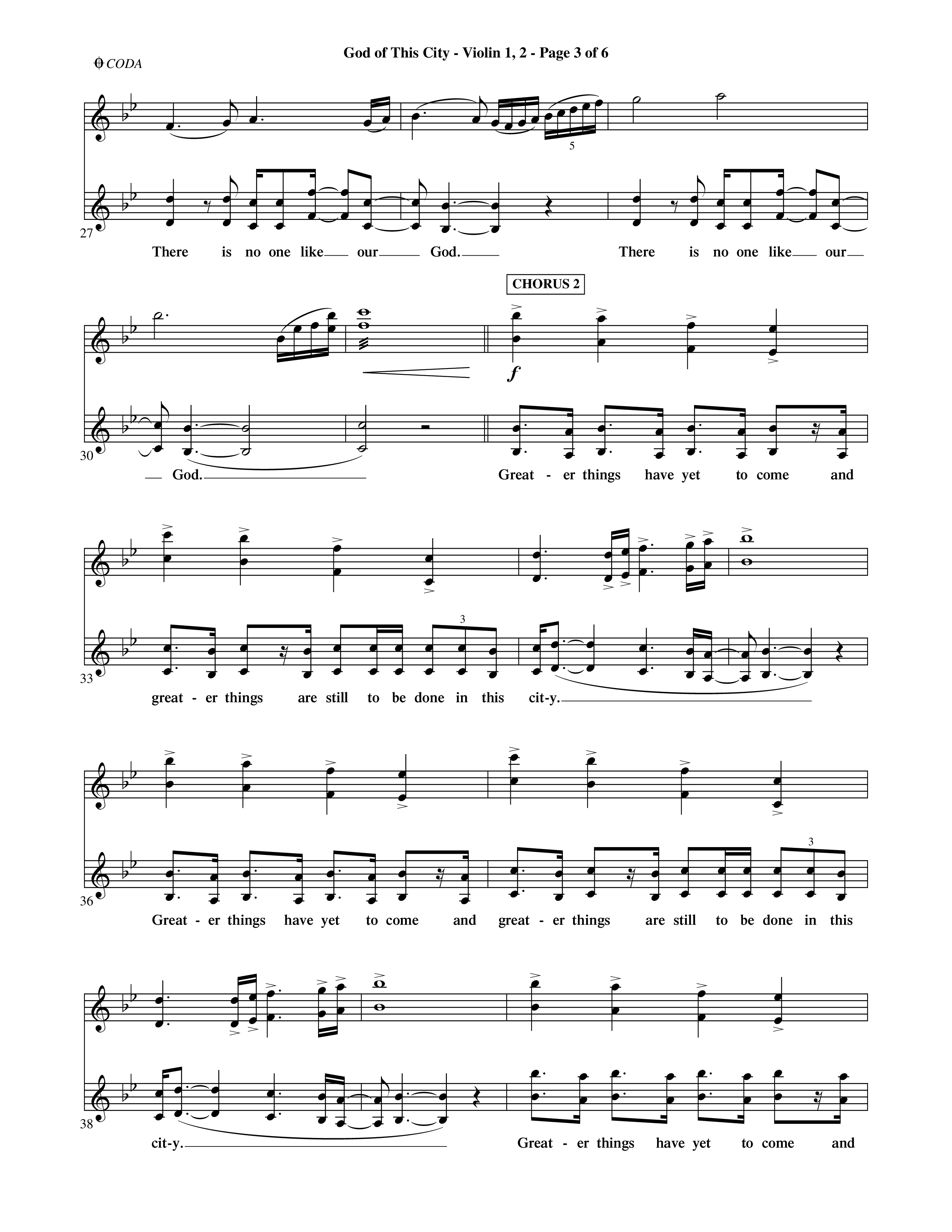 God Of This City (Choral Anthem SATB) Violin 1/2 (Word Music Choral / Orch. Ric Domenico)