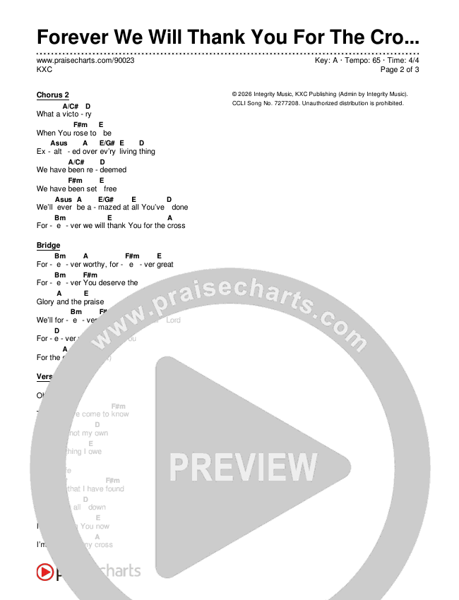 Forever We Will Thank You For The Cross Chord Chart (KXC)