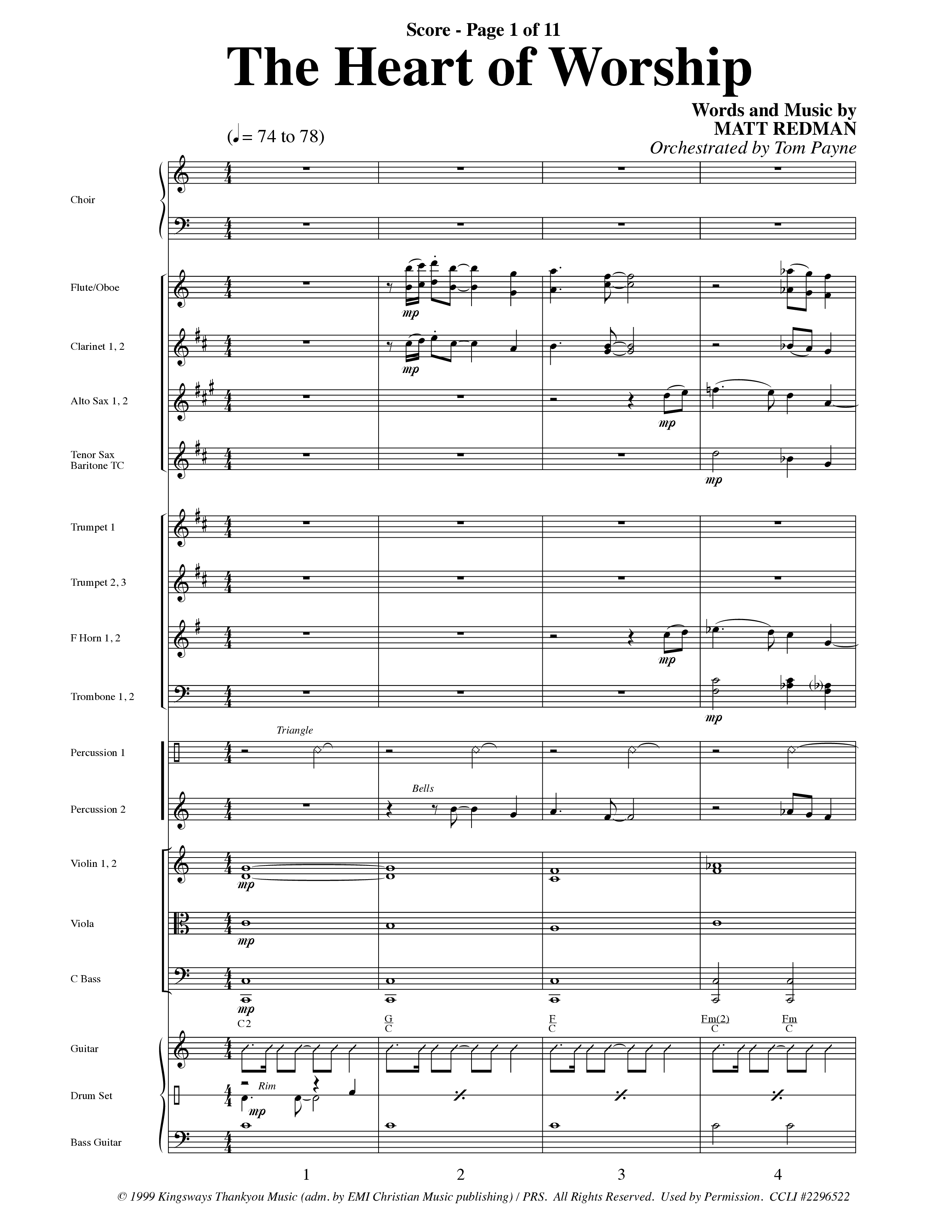 The Heart Of Worship (Choral Anthem SATB) Orchestration (Word Music Choral / Orch. Tom Payne)